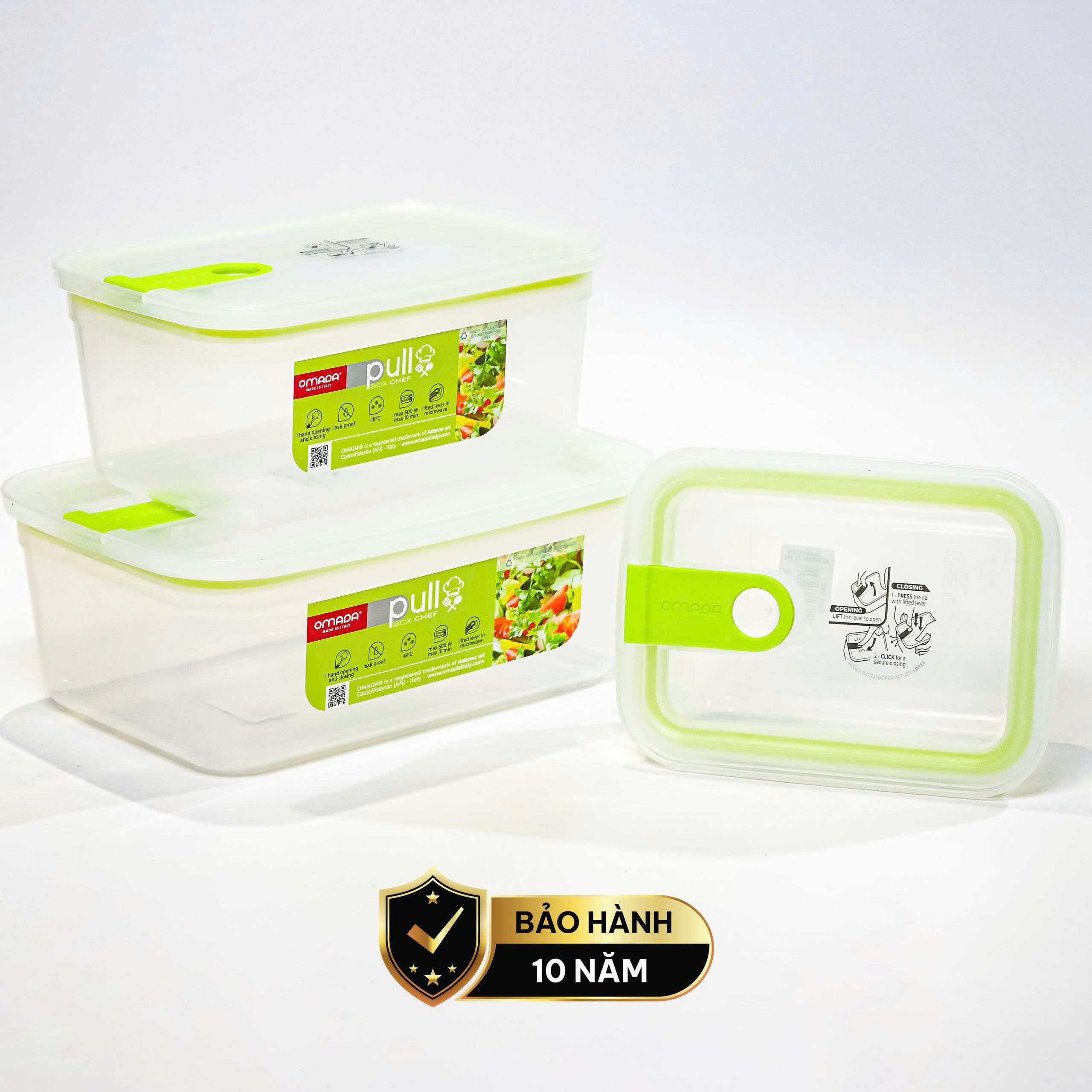 Hộp đựng thực phẩm nhựa nguyên sinh 2300ml pull box chef cao cấp OMADA - Model: M5832VA1 - 2