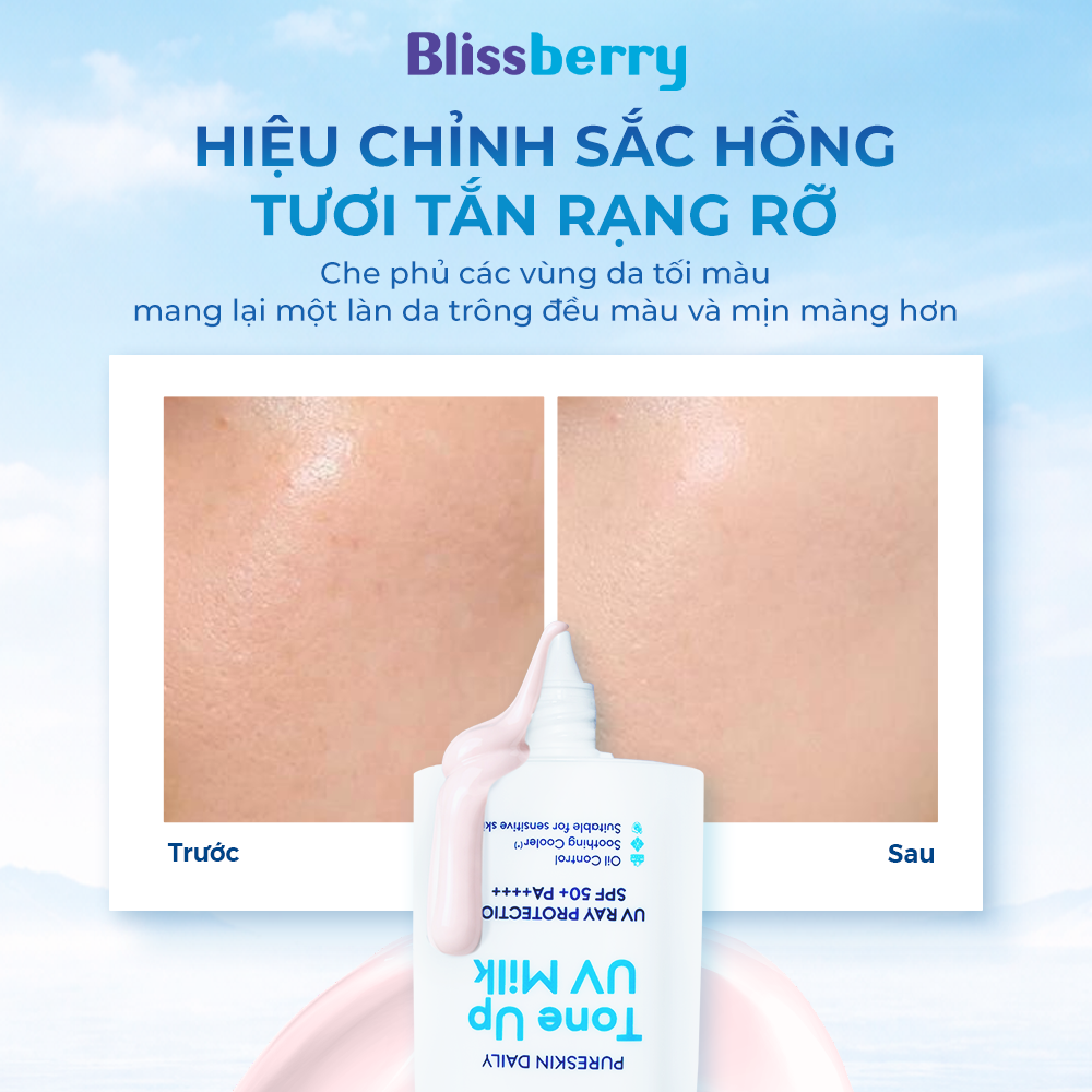 Kem chống nắng nâng tone kiềm dầu SPF50+, PA++++ Blissberry 60ml - 5