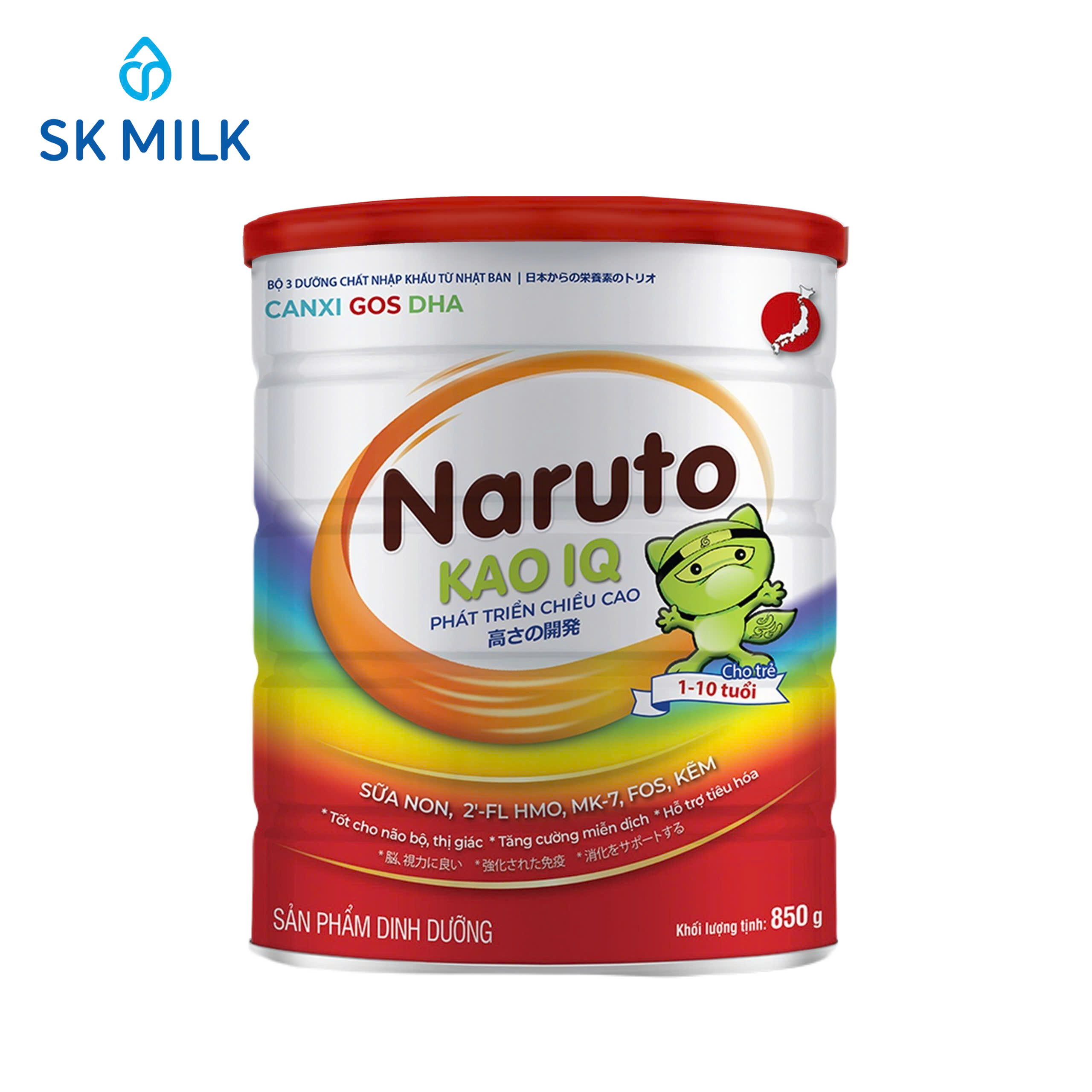 Naruto Kao IQ – Dinh dưỡng cho trẻ 1-10 tuổi, hỗ trợ miễn dịch, phát triển chiều cao & trí não 850g - Phân phối chính hãng