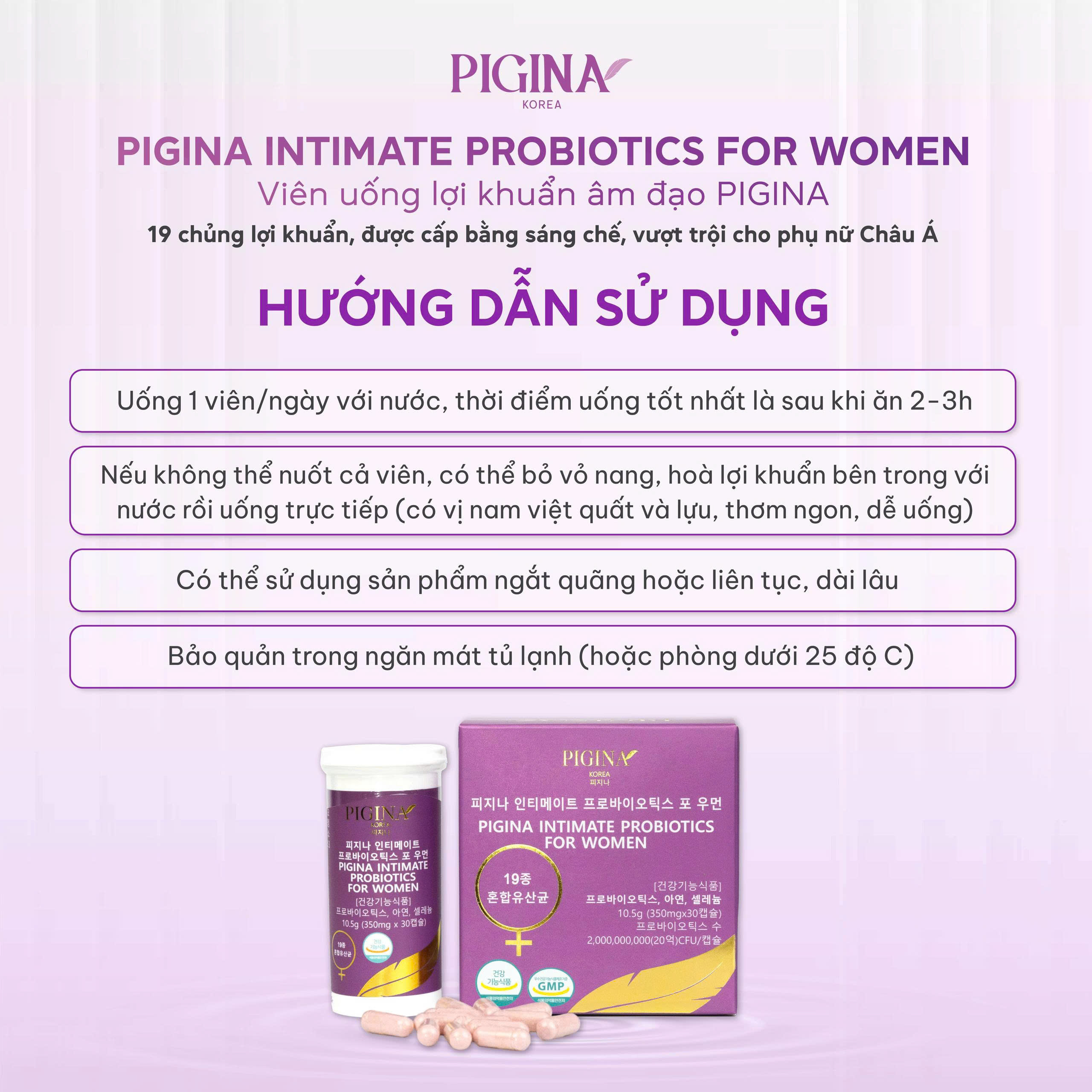 Viên uống bổ sung lợi khuẩn cho nữ giới Pigina (30 viên) - 9