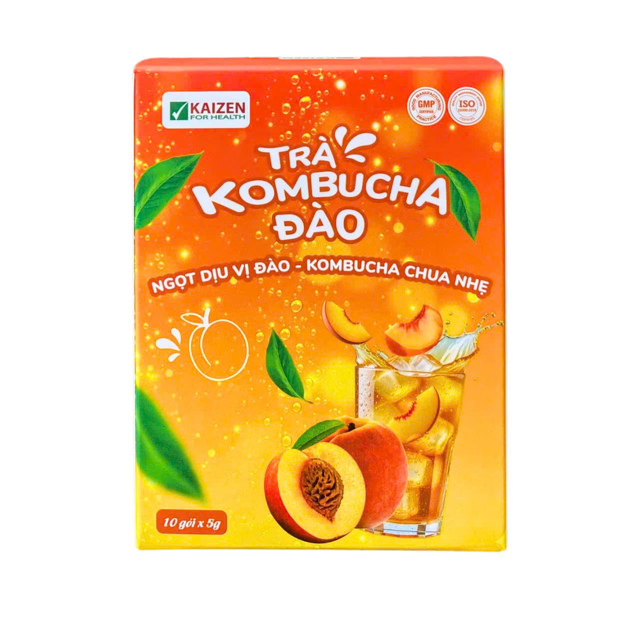 Trà Kombucha Đào ( Hộp 10 gói x 5g) - Phân phối chính hãng