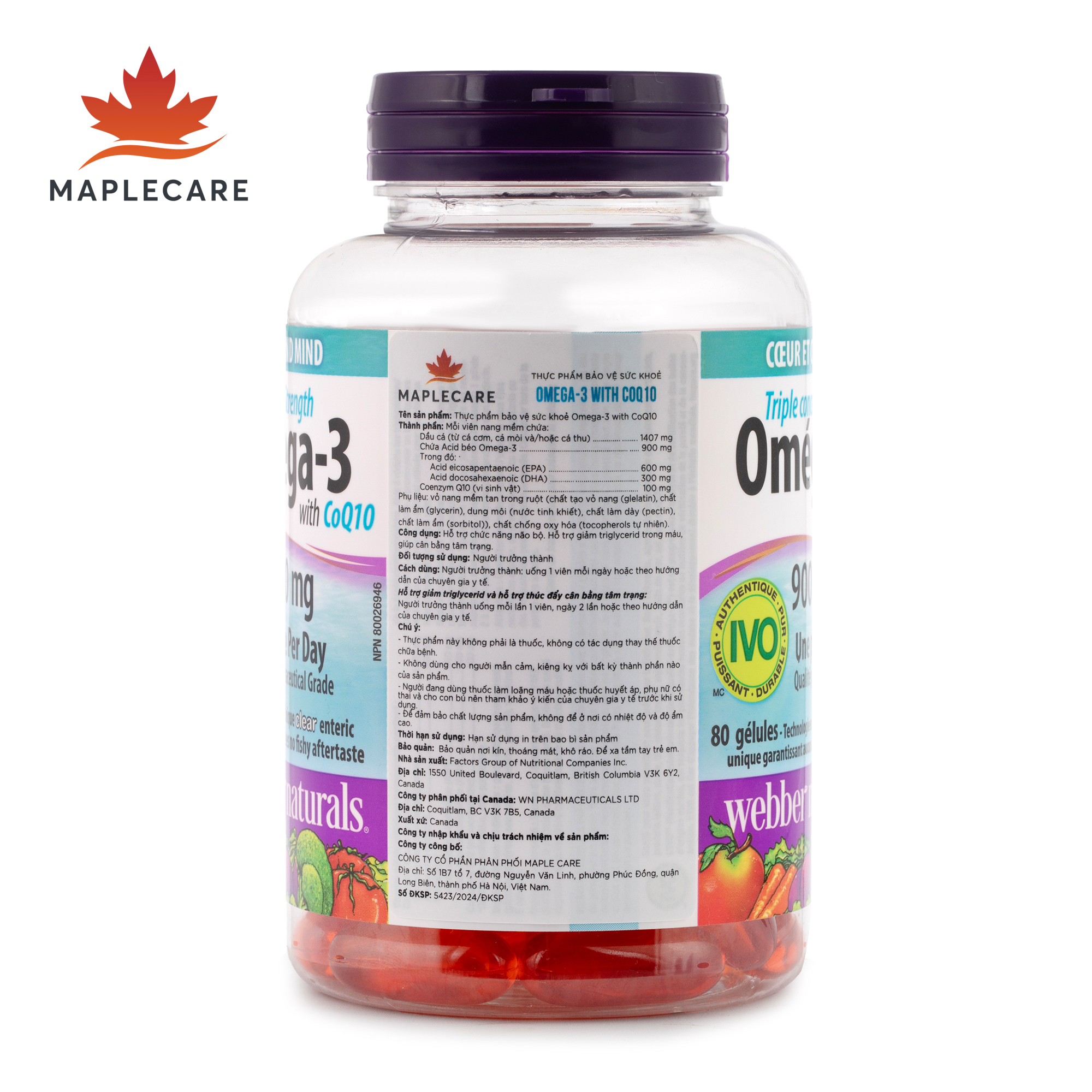Thực phẩm bảo vệ sức khoẻ WEBBER NATURALS Triple Strength Omega-3 900mg + Coq10 (Hộp 80 viên) - 3