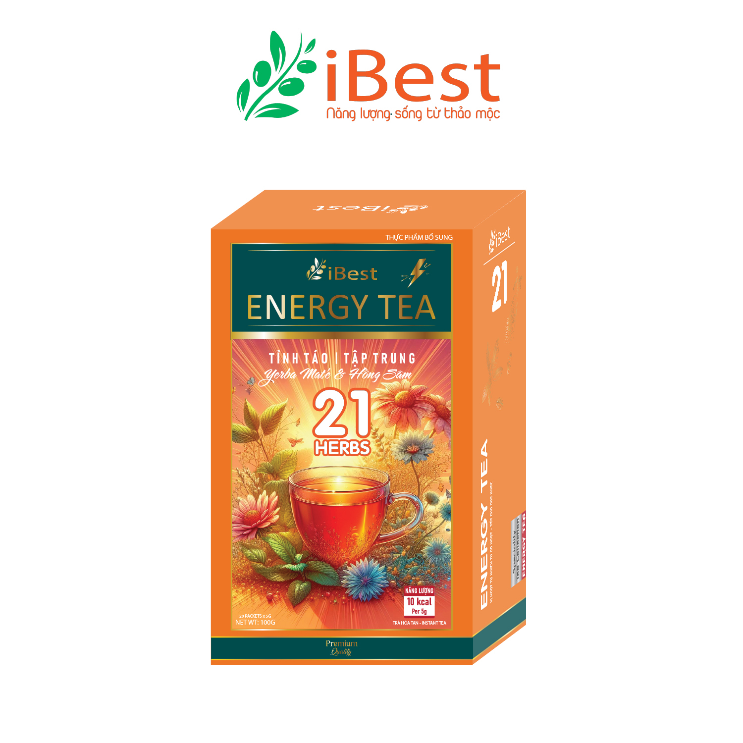 Trà Năng Lượng iBest Energy Tea hoà tan (20 gói) - Phân phối chính hãng