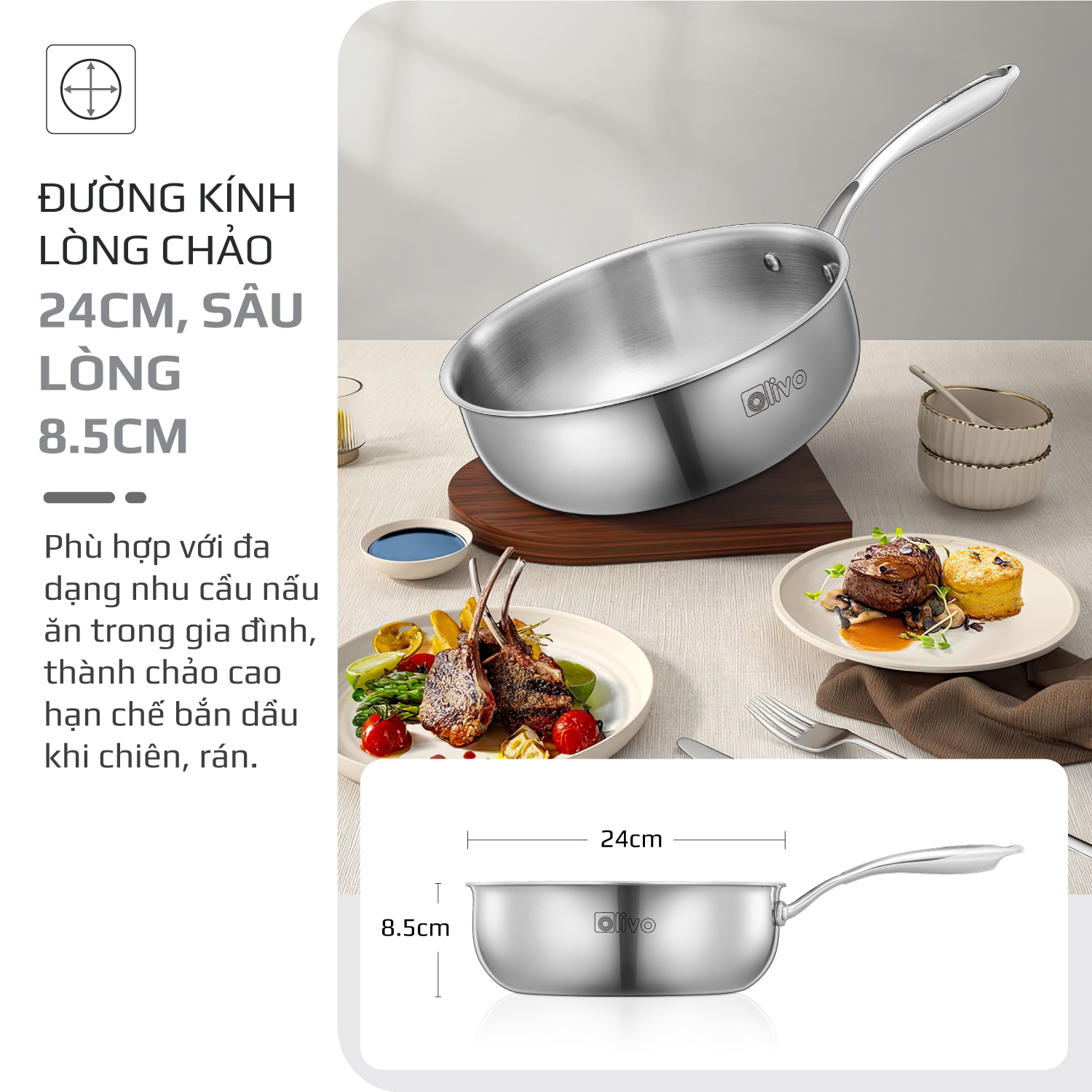 Chảo inox Olivo Steve 2485 - 7