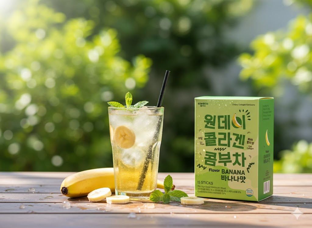Thức uống lên men Kombucha Collagen Oneday hoà tan - giàu lợi khuẩn Vị Chuối (Hộp 15 gói x 5g) - 4