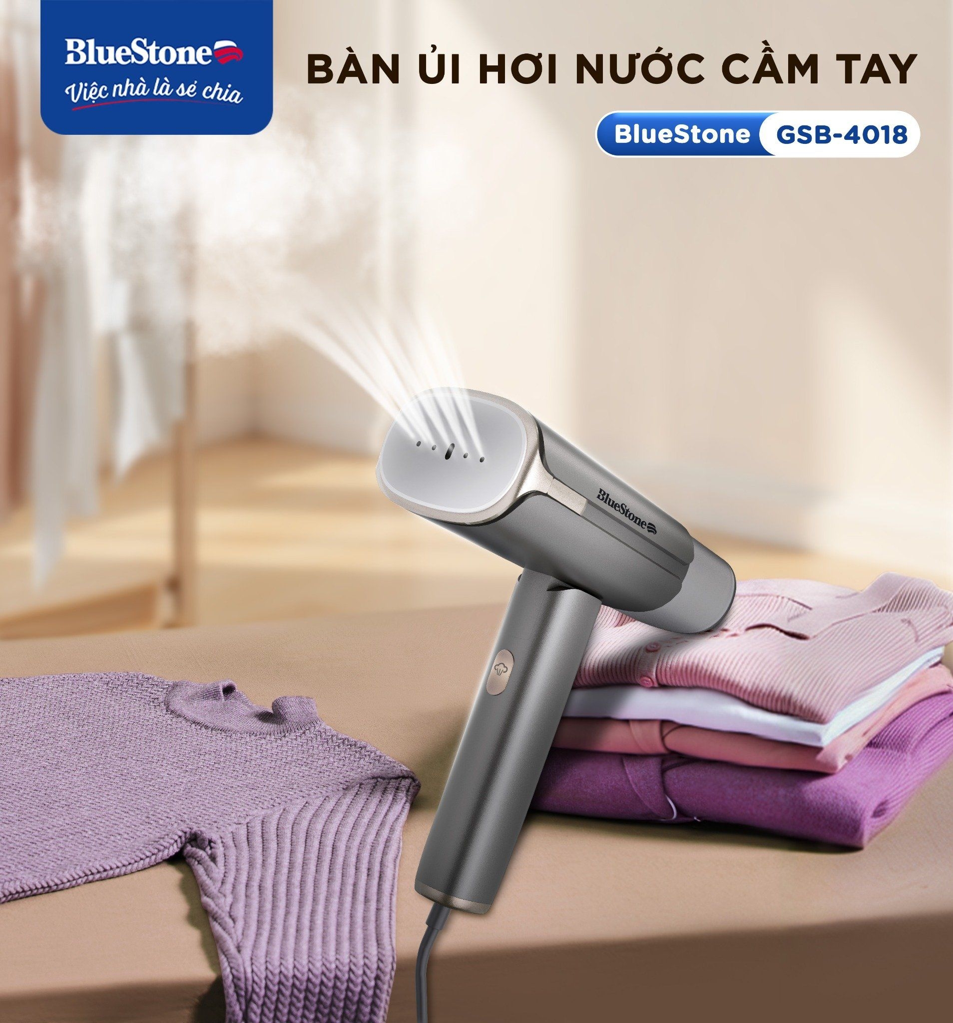 Bàn Ủi Hơi Nước Cầm Tay BlueStone GSB-4018 150ml 1200W - Phân phối chính hãng