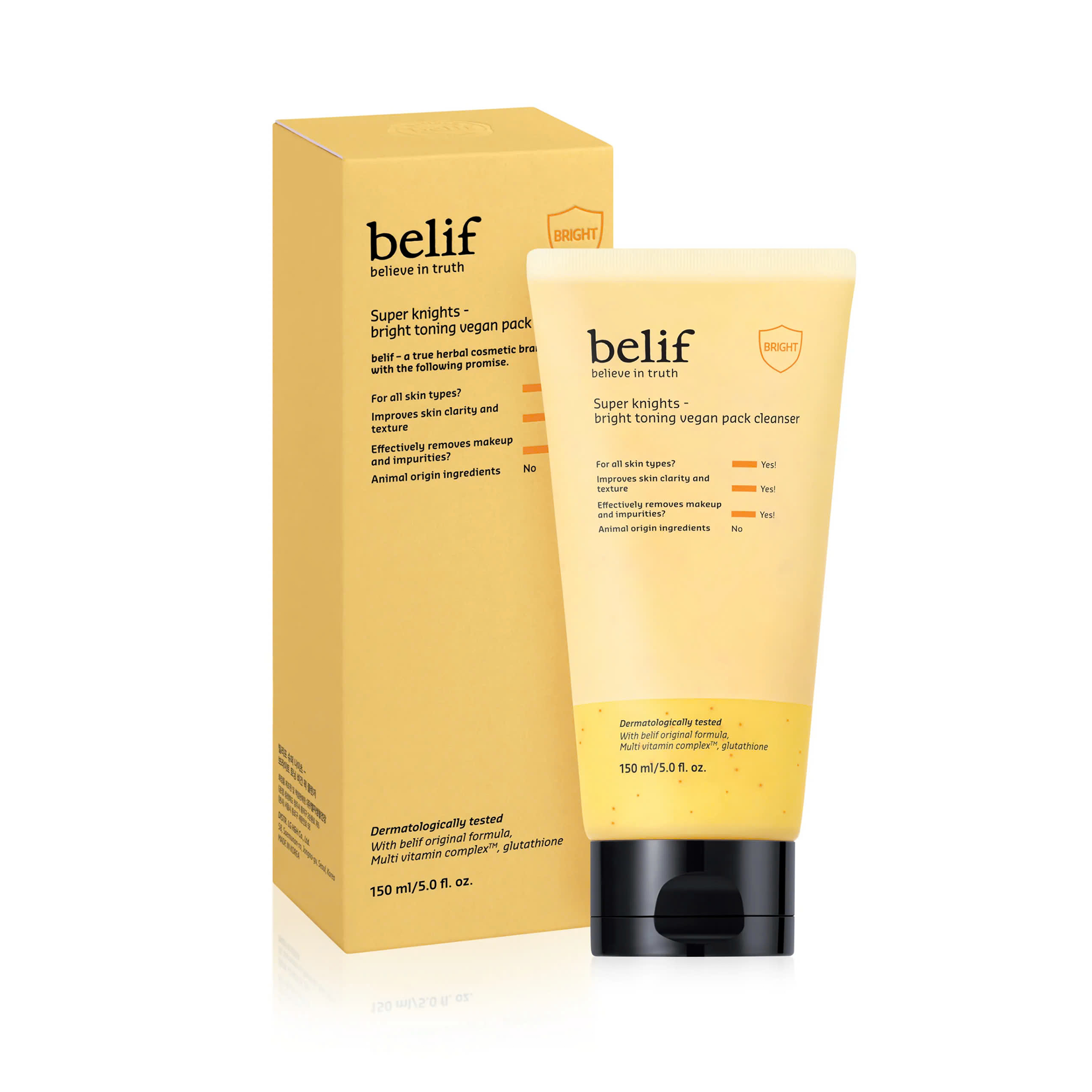 Sữa rửa mặt thuần chay Belif Super Knights Bright Toning Vegan Pack Cleanser 150ml