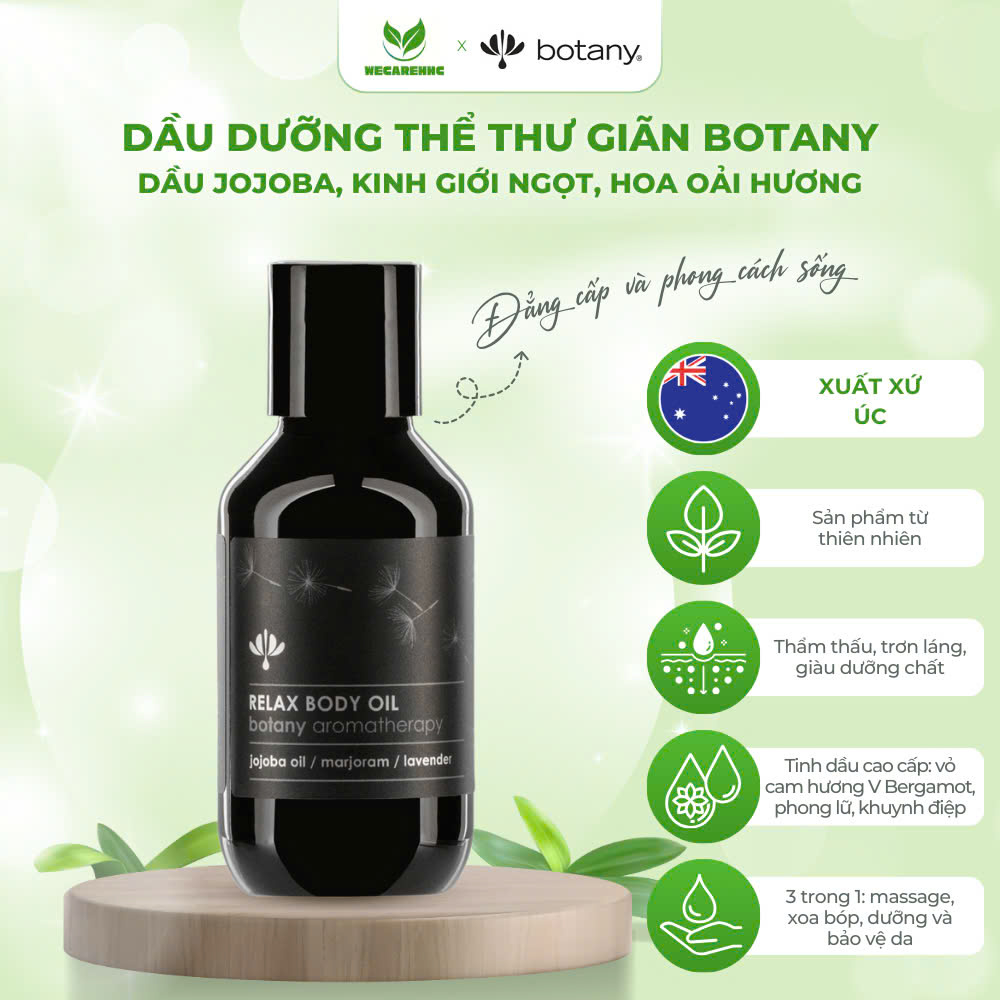 DẦU MASSAGE DƯỠNG DA THƯ GIÃN-Dưỡng ẩm, mềm mô, giãn cơ  BOTANY- dầu jojoba/ kinh giới ngọt/ hoa oải hương - 8