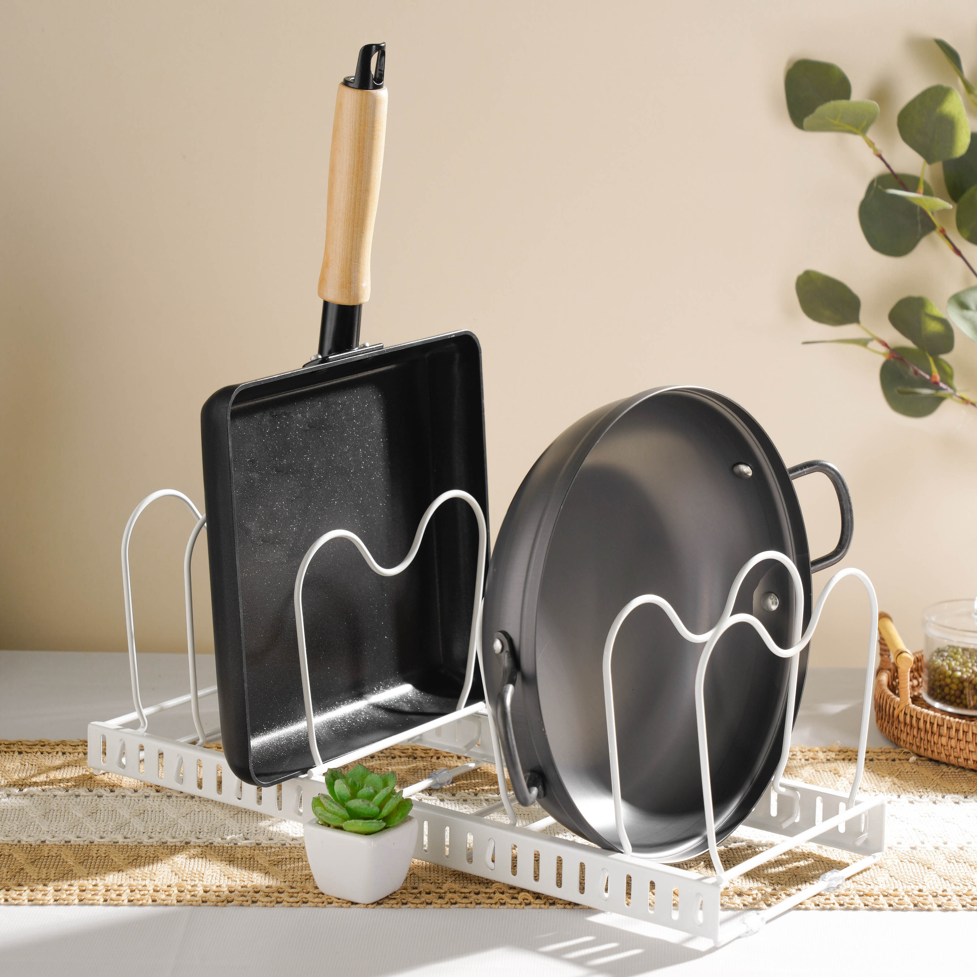 Kệ bếp inox đa năng điều chỉnh được độ dài - Trắng_342301