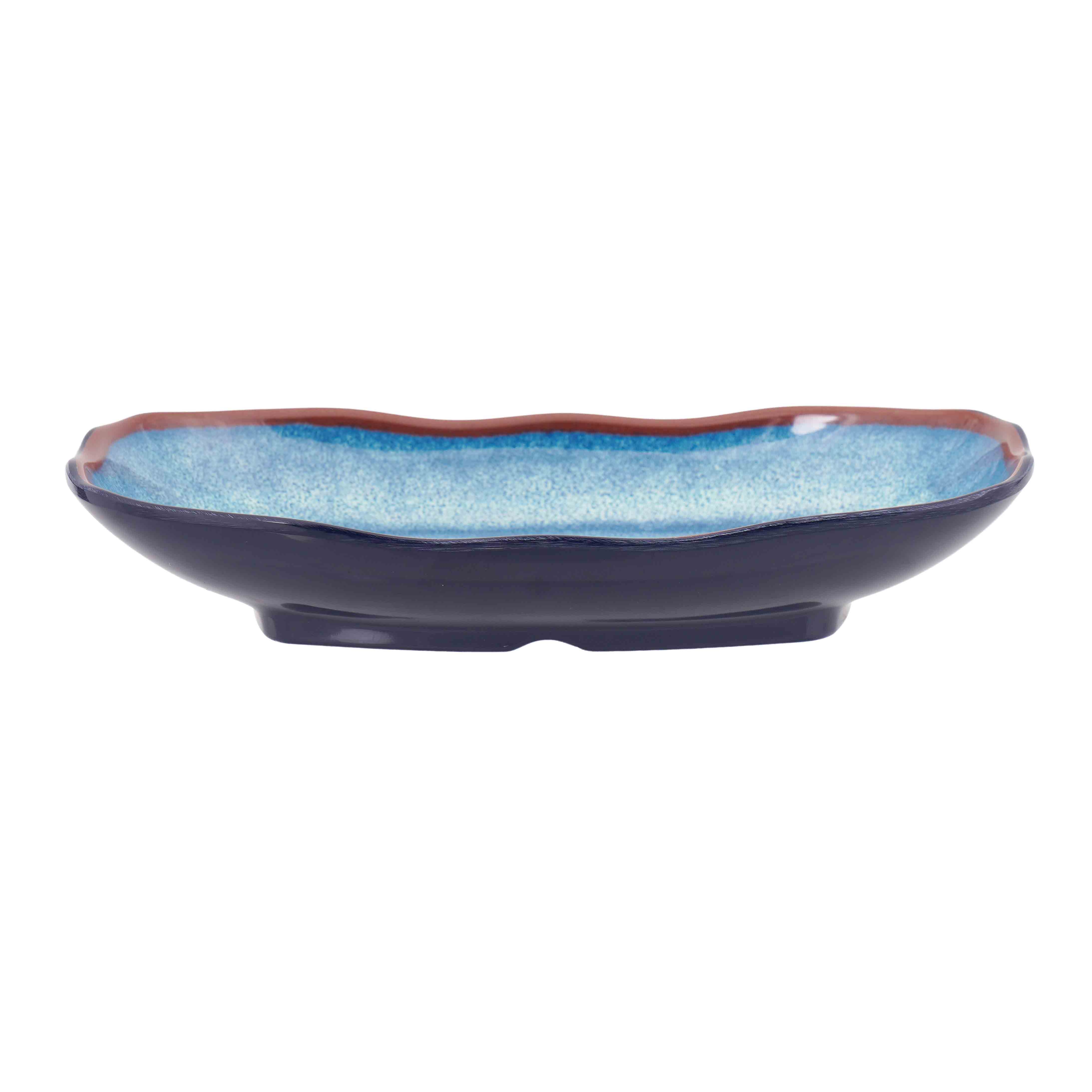 Dĩa Mela xanh loang chữ nhật viền sóng Size 180x110x30_378538_KD3207