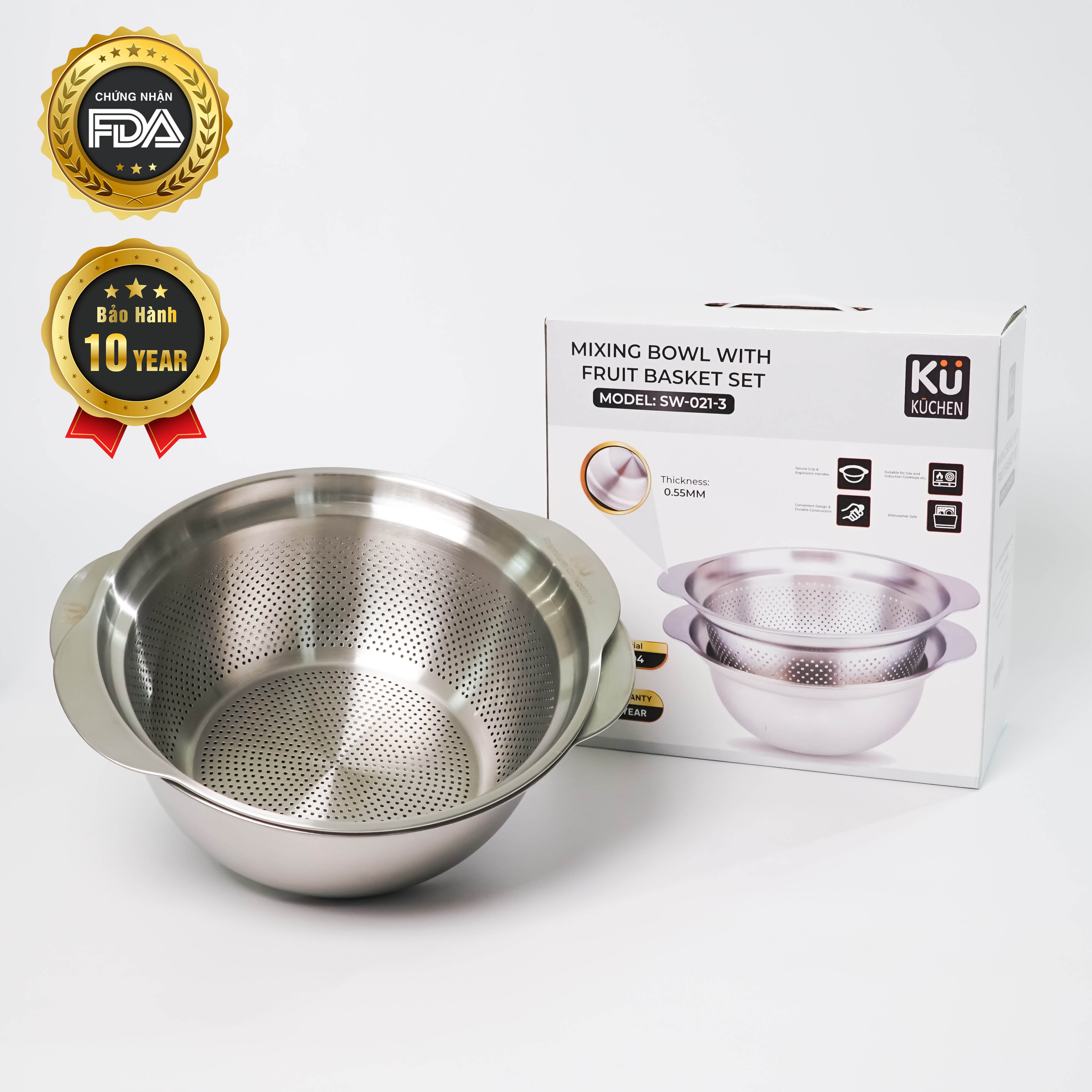 Set rổ - chậu 2 món 31cm inox 304 mã SW-021-3 - 10