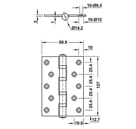 Bản lề lá Hafele Inox mờ 926.25.104