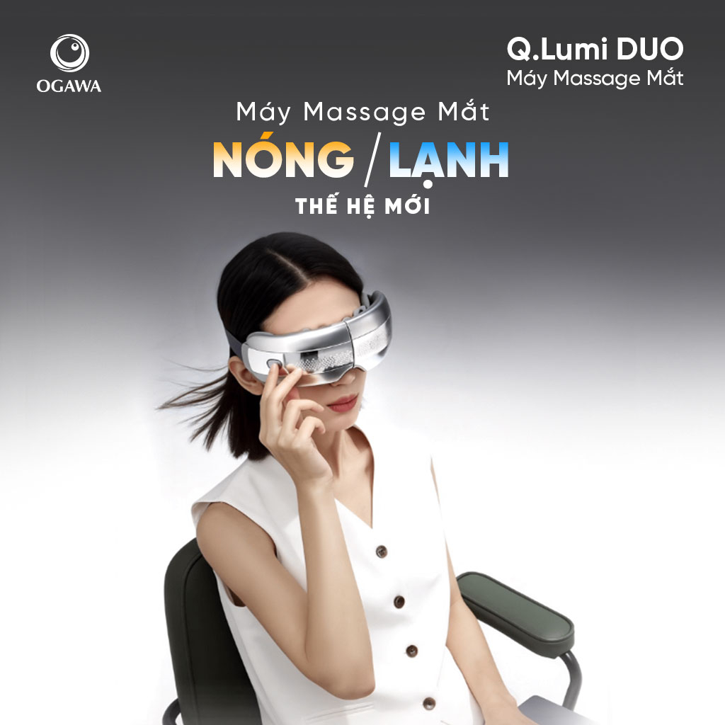 Máy Massage Mắt OGAWA Qlumi Duo, OY-0512 | Nóng & Lạnh Kép | Túi Khí Air Pulse | Massage Thái Dương | Giảm Mỏi Mắt - Phân phối chính hãng