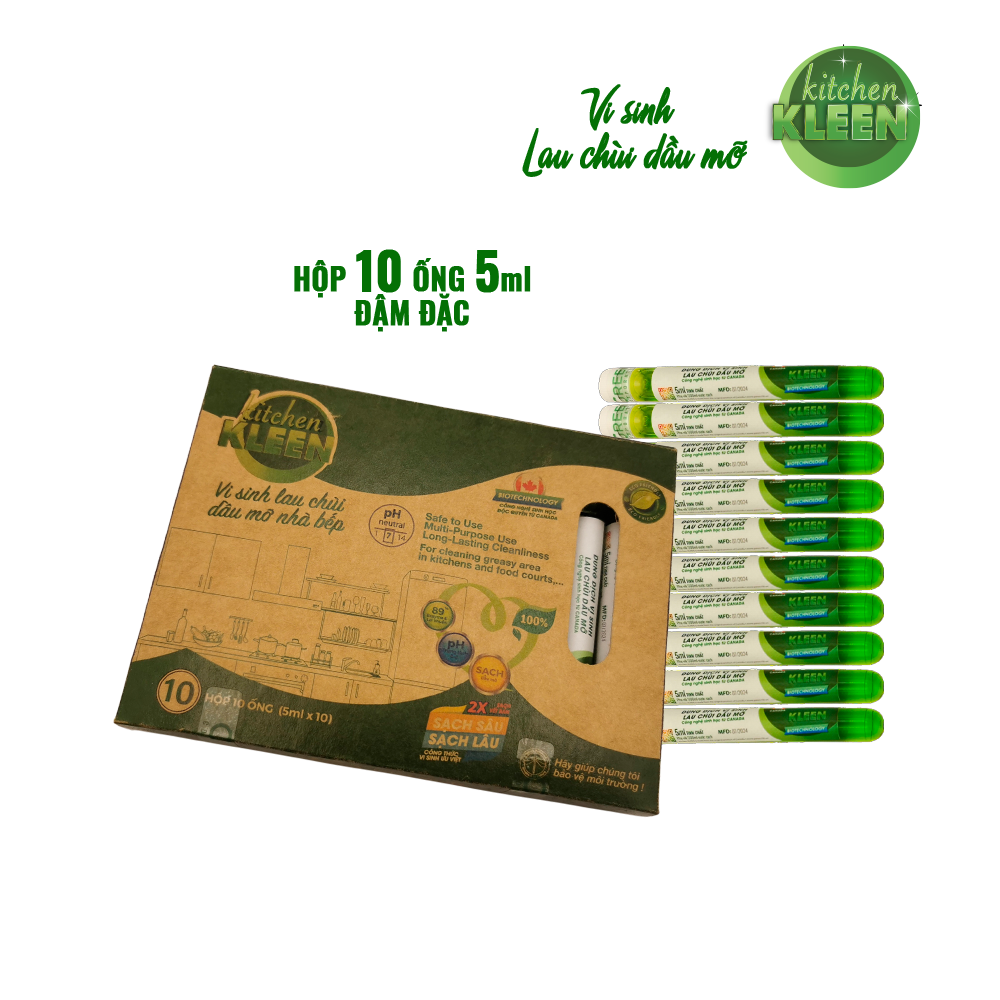 Hộp vi sinh lau chùi dầu mỡ Kitchen Kleen (10 ống 5ml)