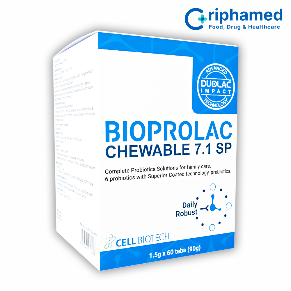 Viên nhai bổ sung lợi khuẩn Bioprolac chewable 7.1 SP (Hộp 60 viên)