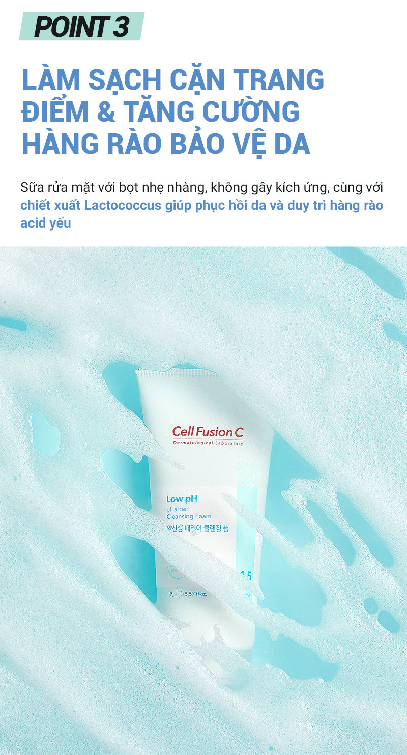 Sửa rửa mặt pH thấp - Cell Fusion C Low pH pHarrier Cleansing Foam 165ml