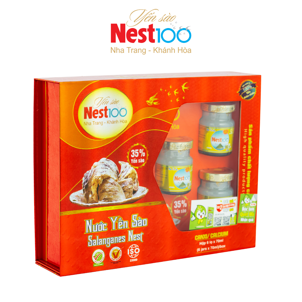 Nước Yến sào Calcium Nest100 – Bổ sung canxi giúp xương chắc khỏe (6 lọ + túi)