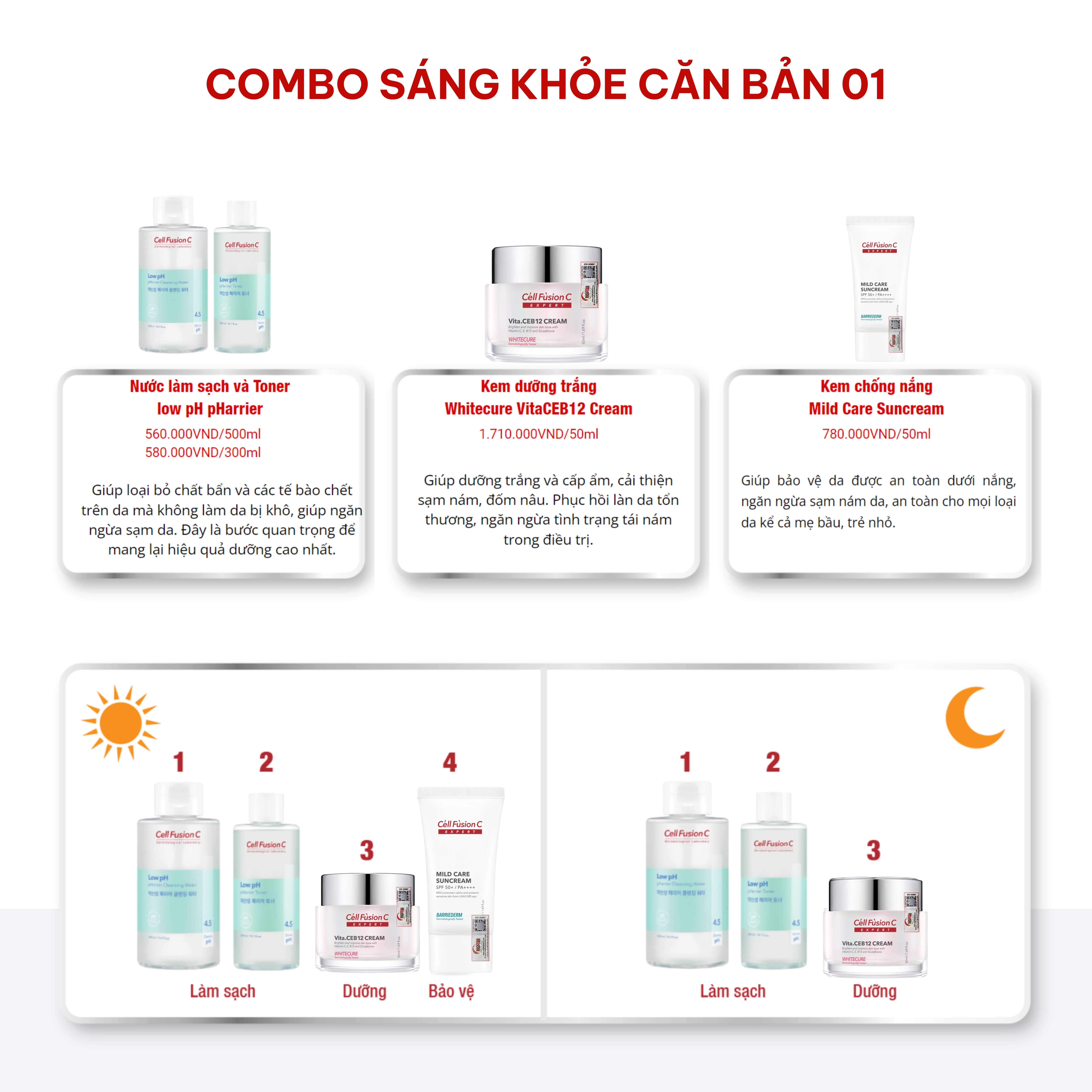 Combo chăm da sáng khỏe căn bản 1
