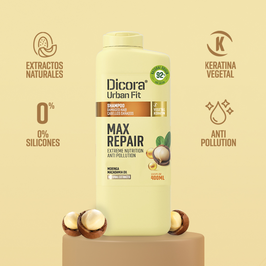 Dầu gội Dicora Urban Fit - Dành cho tóc hư tổn, chiết xuất tinh dầu mắc ca (400ml)