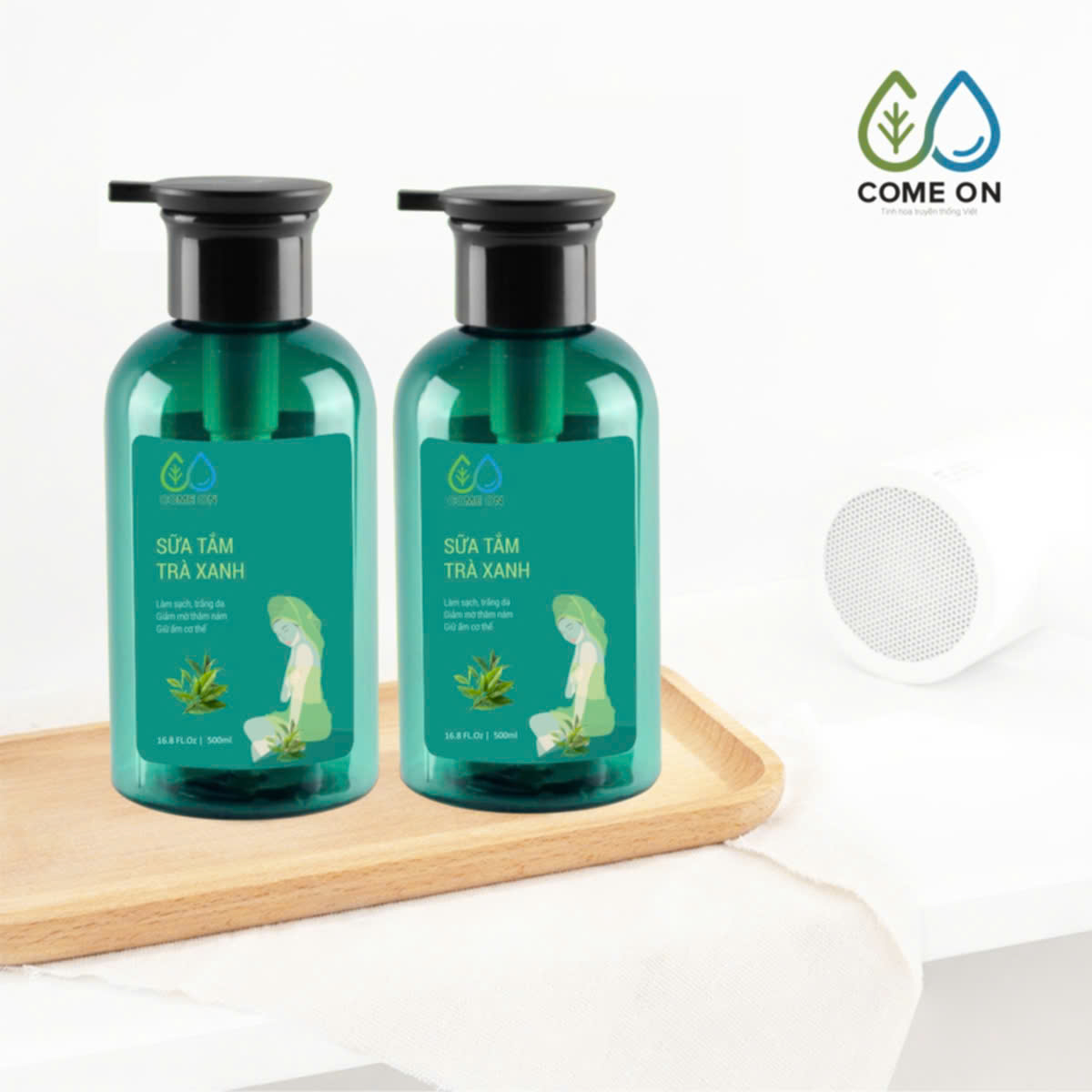 Sữa tắm trà xanh COME ON cấp ẩm, dưỡng da, sạch mụn lưng 500ml