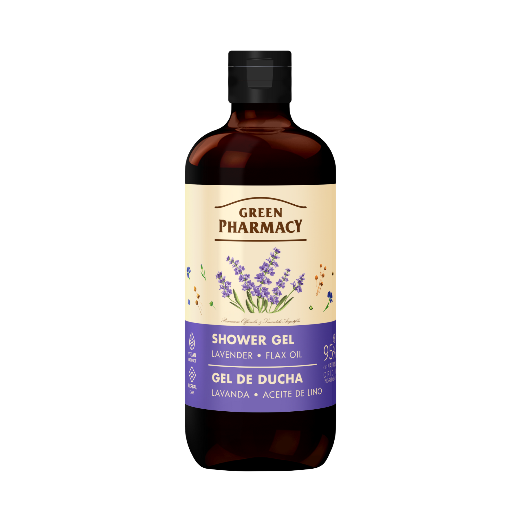 Gel tắm Green Pharmacy Hoa oải hương và dầu hạt lanh 500ml