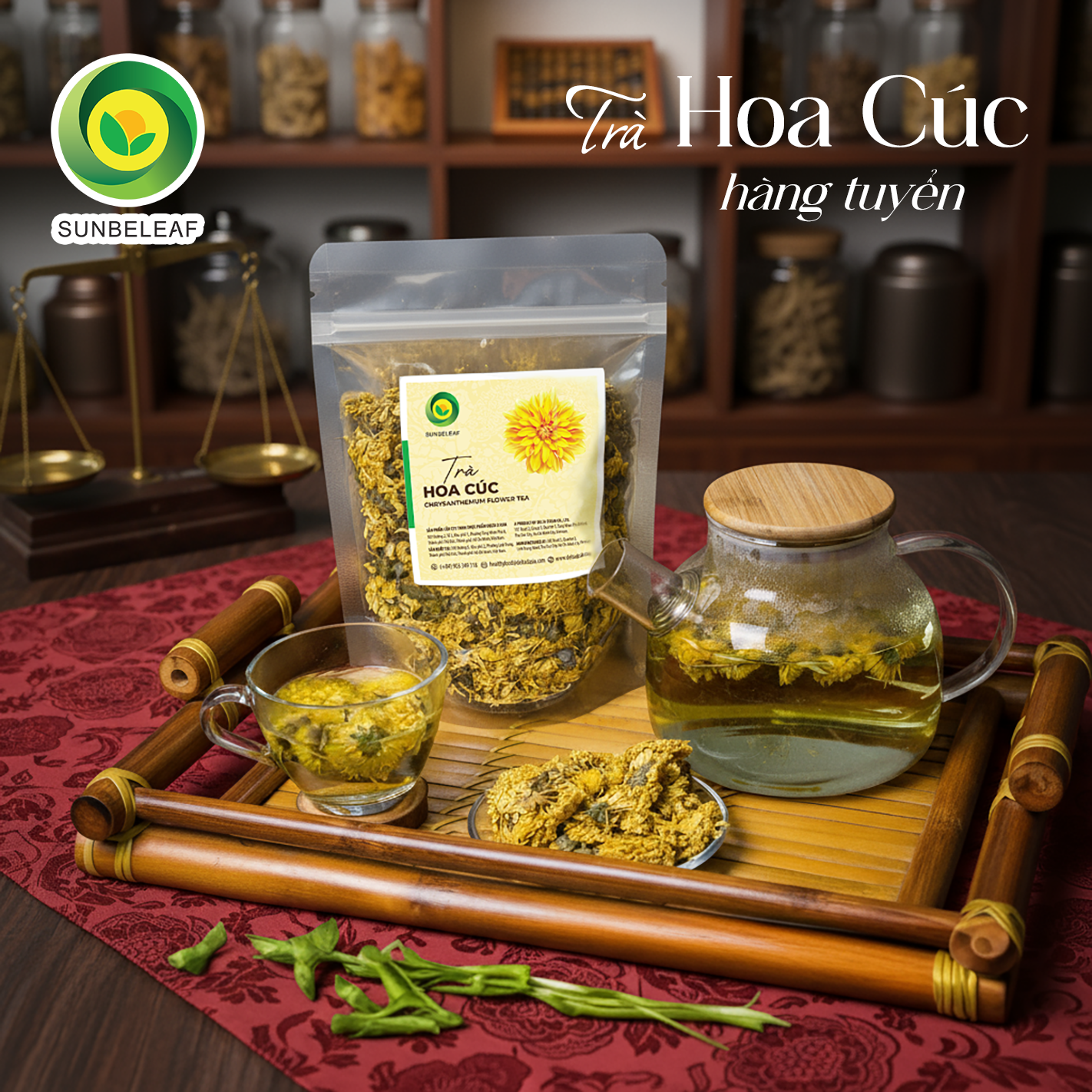 Trà Hoa Cúc Sunbeleaf - Thức Uống Thảo Mộc  - Túi Zip 100g