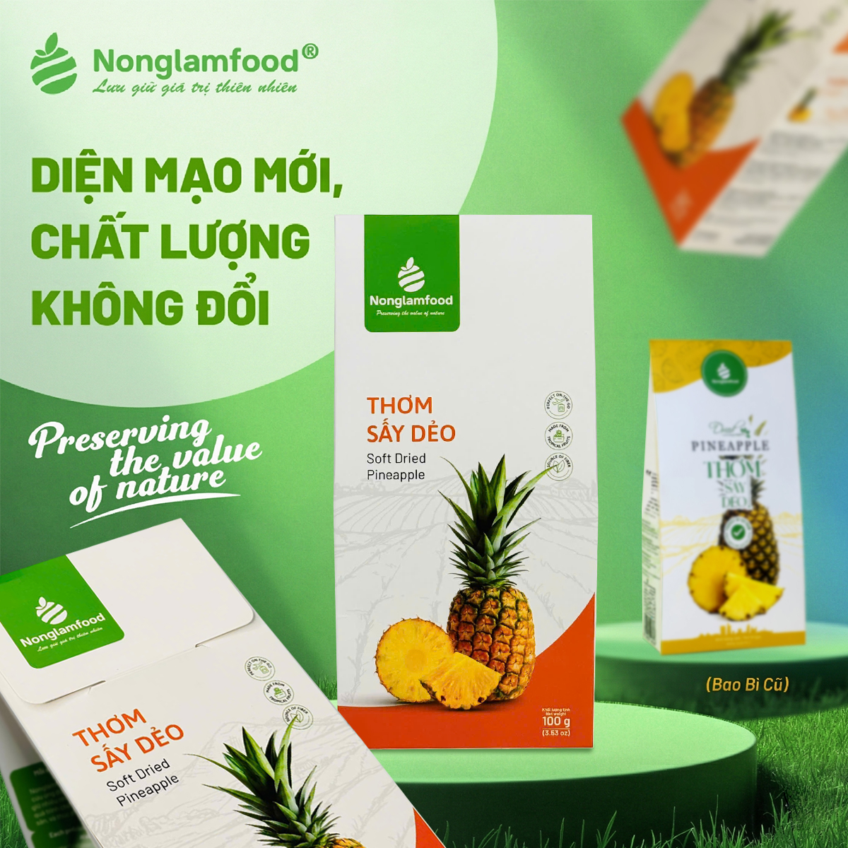 Thơm sấy dẻo Nonglamfood - Hộp 100g - Phân phối chính hãng
