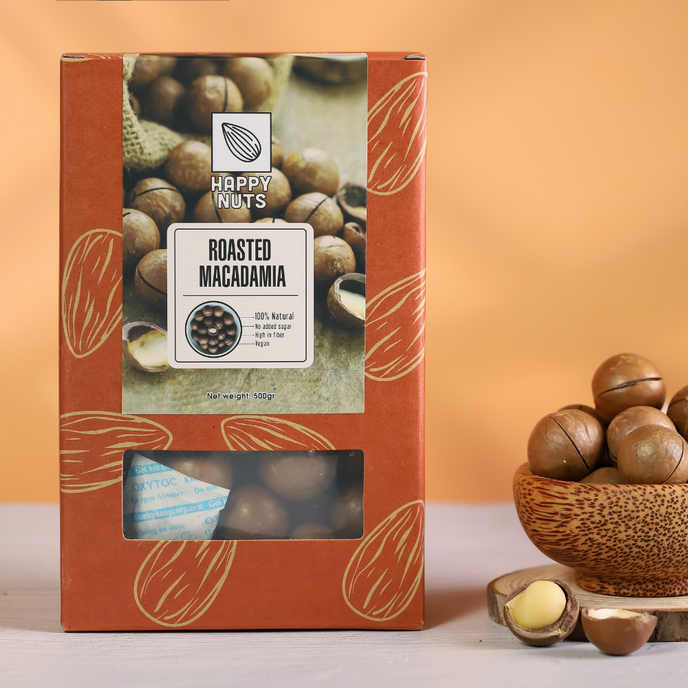 Hạt macca Úc nứt vỏ size 25/27 Happy Nuts 500gr-duoc-ban-tai-Siêu Thị Ánh Nguyệt