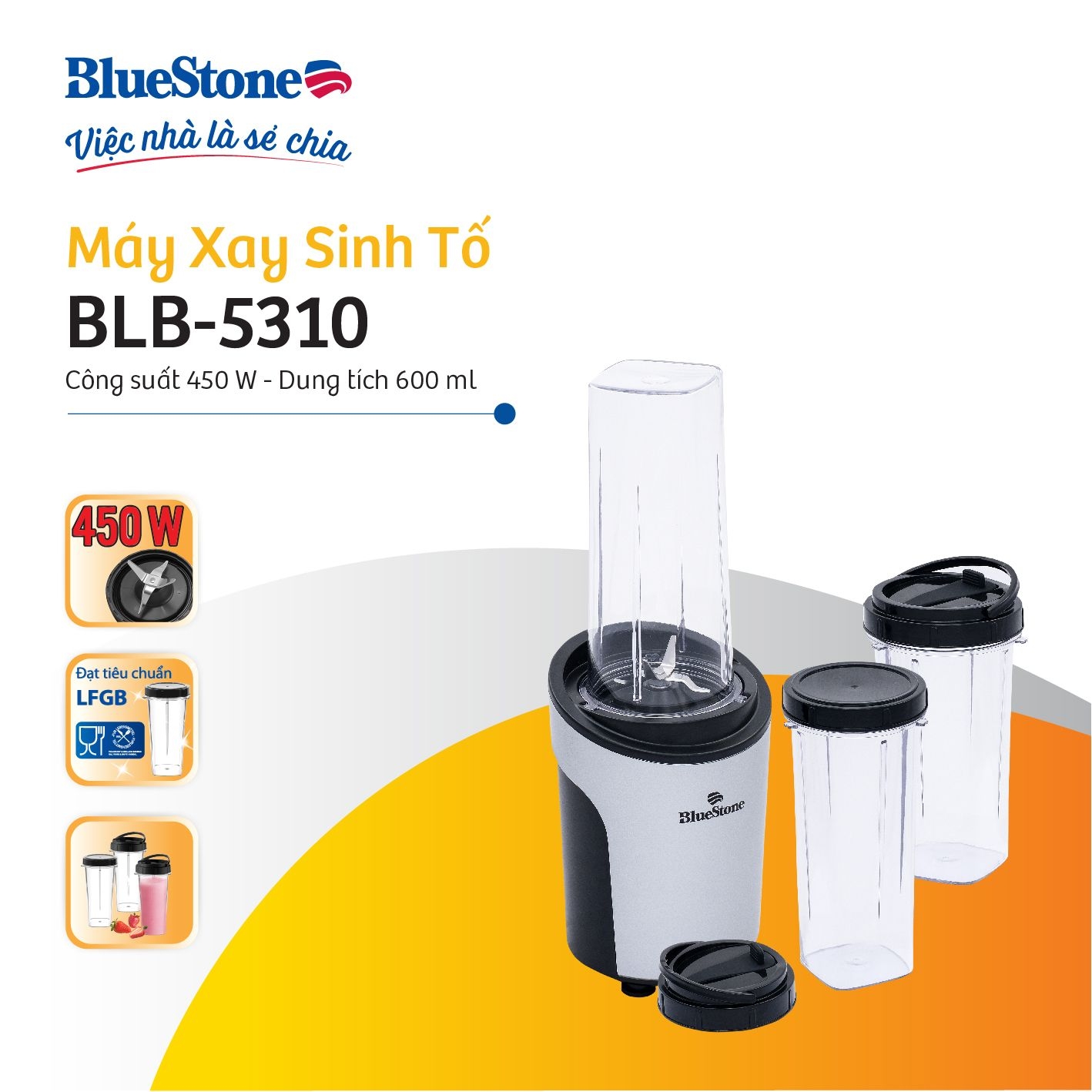 Máy Xay Sinh Tố BlueStone BLB-5310 0.6 Lít 450W
