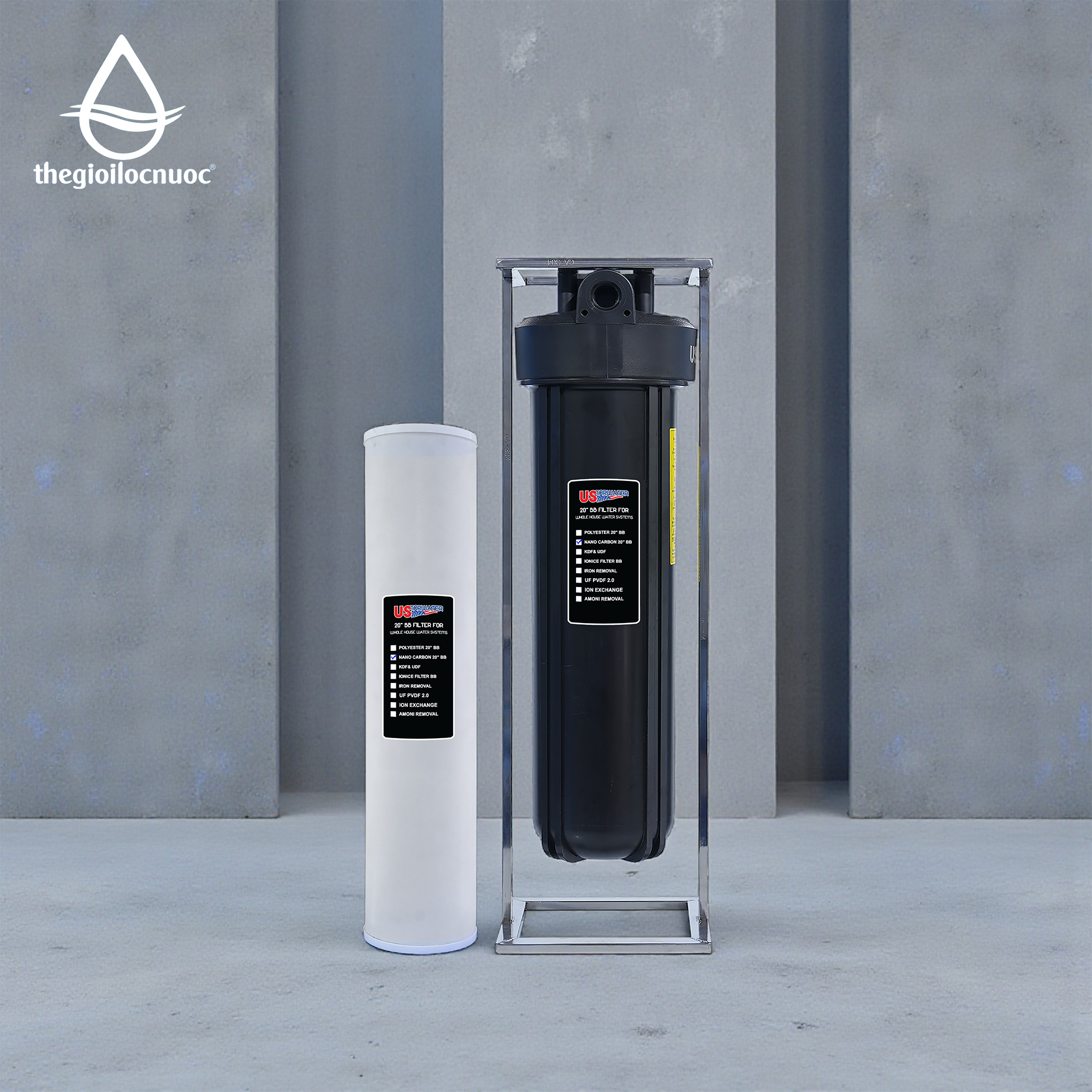 Bộ lọc nano carbon USTopwater, Model: Clo-45-AS, Công suất 1200 lít/giờ, Vỏ nhựa