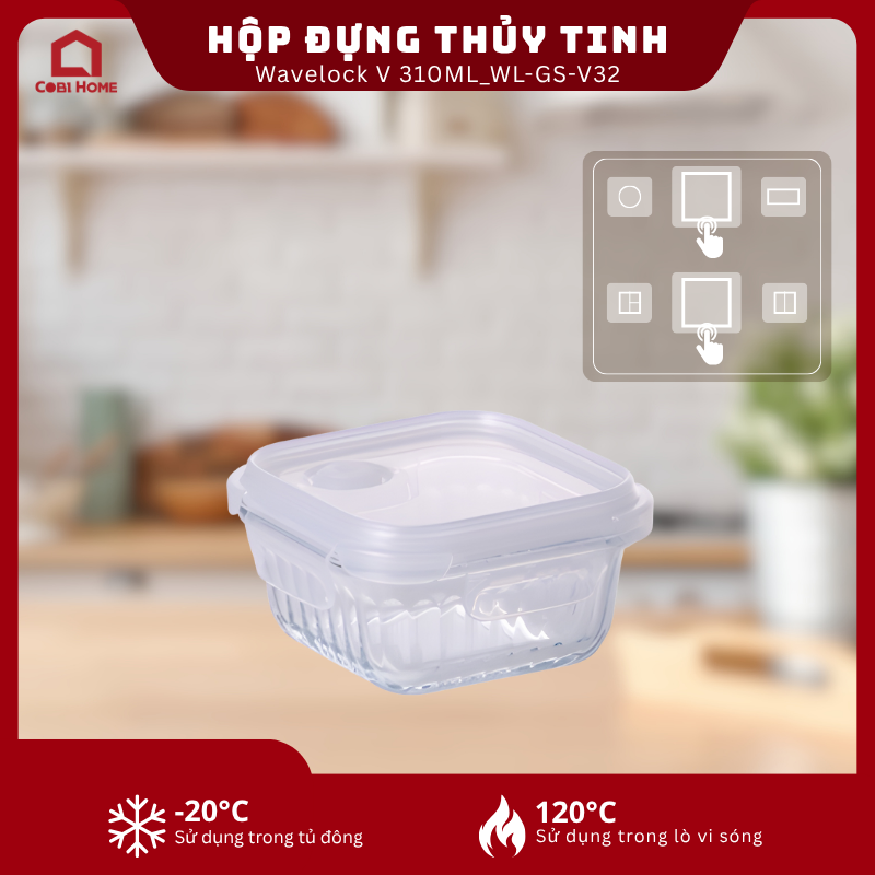 Hộp đựng thực phẩm thủy tinh Wavelock V 310ML_364363 - Phân phối chính hãng