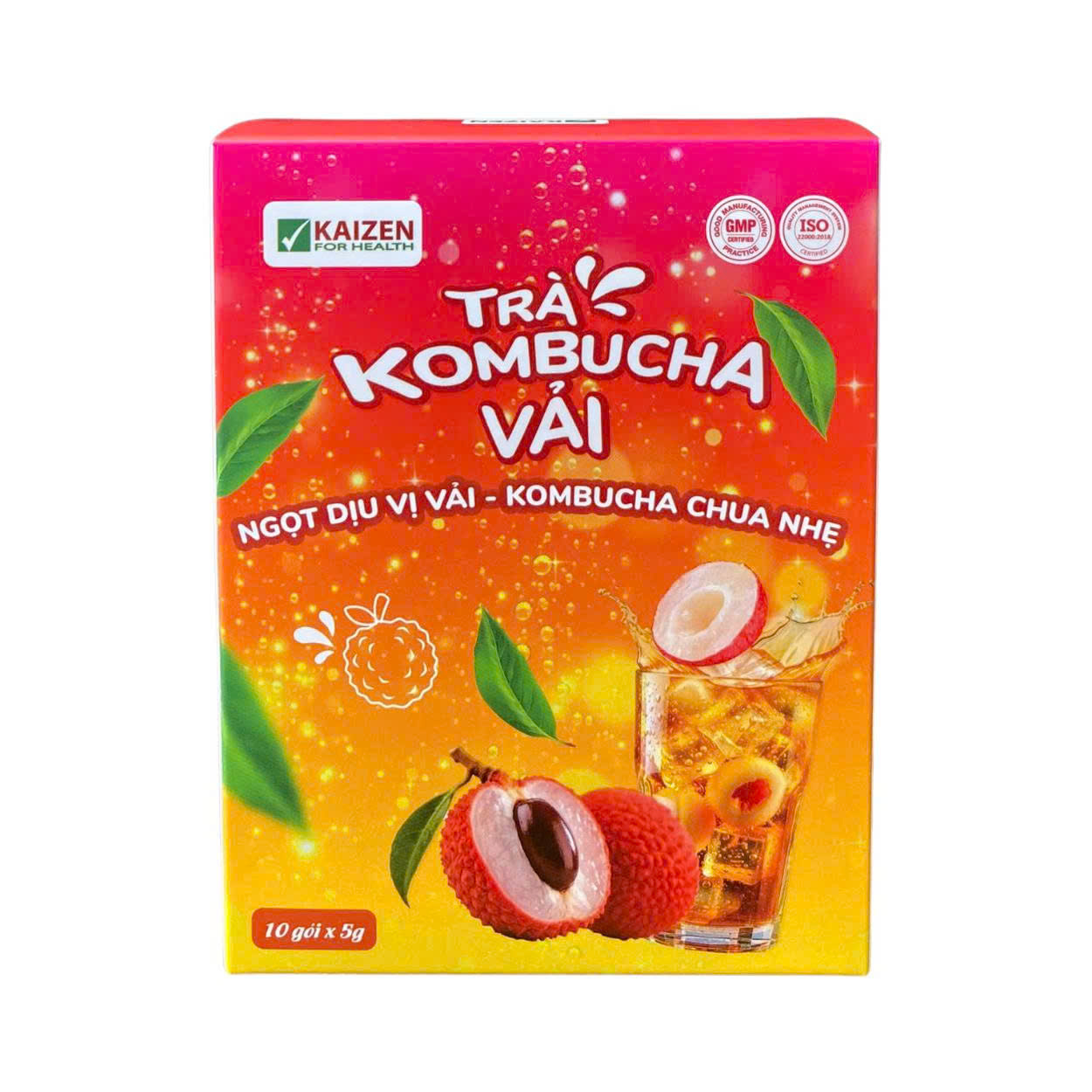 Trà Kombucha Vải ( Hộp 10 gói x 5g) - Phân phối chính hãng