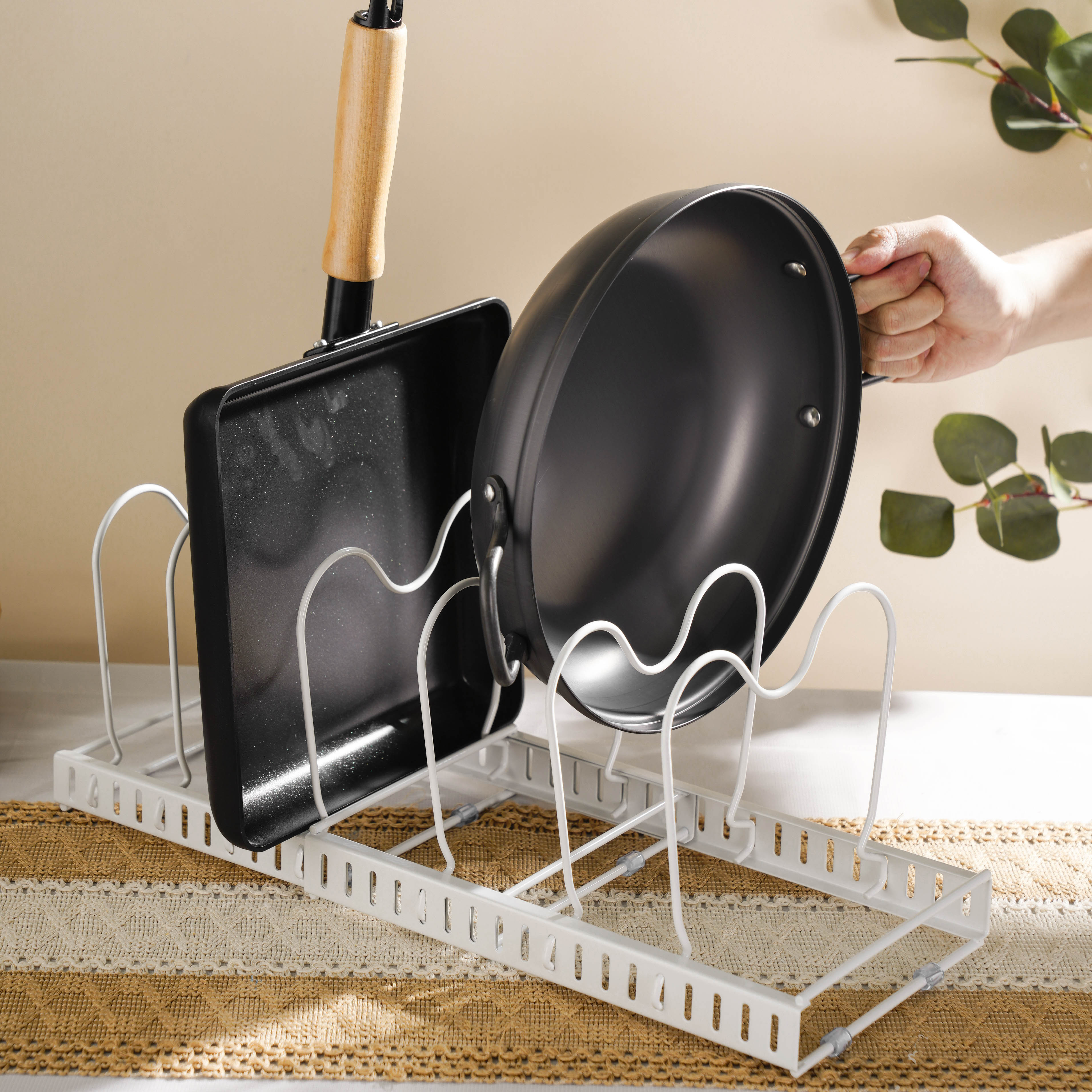 Kệ bếp inox đa năng điều chỉnh được độ dài - Trắng_342301