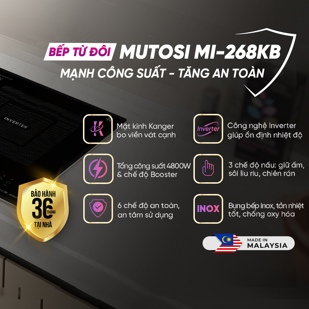 Bếp từ đôi Malaysia Mutosi MI-268KB