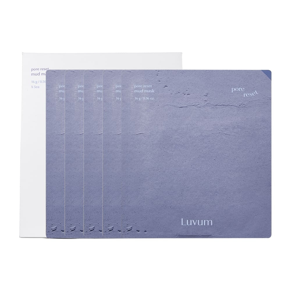 Mặt nạ bùn LUVUM Pore Reset Mud Mask giúp làm sạch thu nhỏ lỗ chân lông (hộp 5 miếng x 16g)