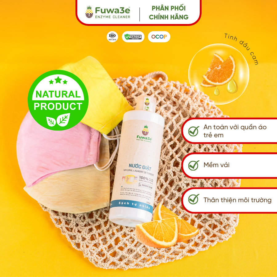 Nước giặt hương cam Fuwa3e 90% enzyme dứa 500ml