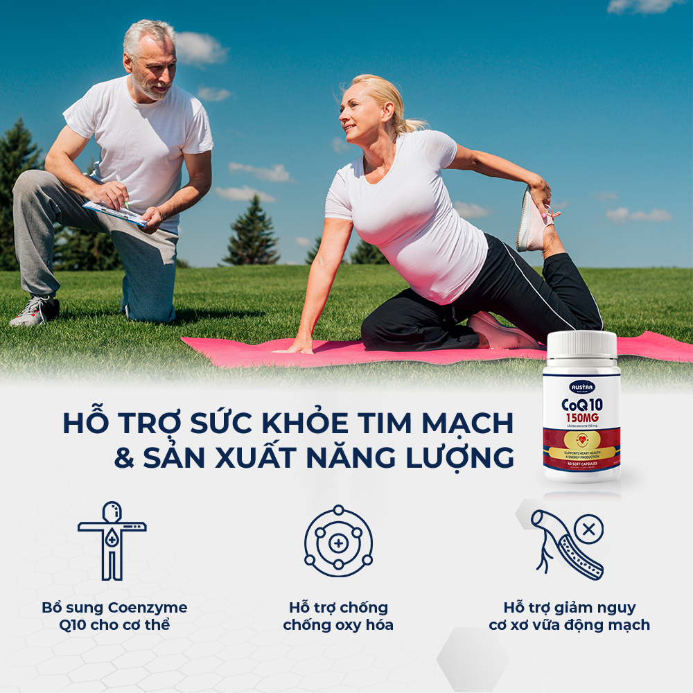 Viên uống Austar CoQ10 150mg - Hỗ Trợ Sức Khỏe Tim Mạch (Hộp 60 viên)