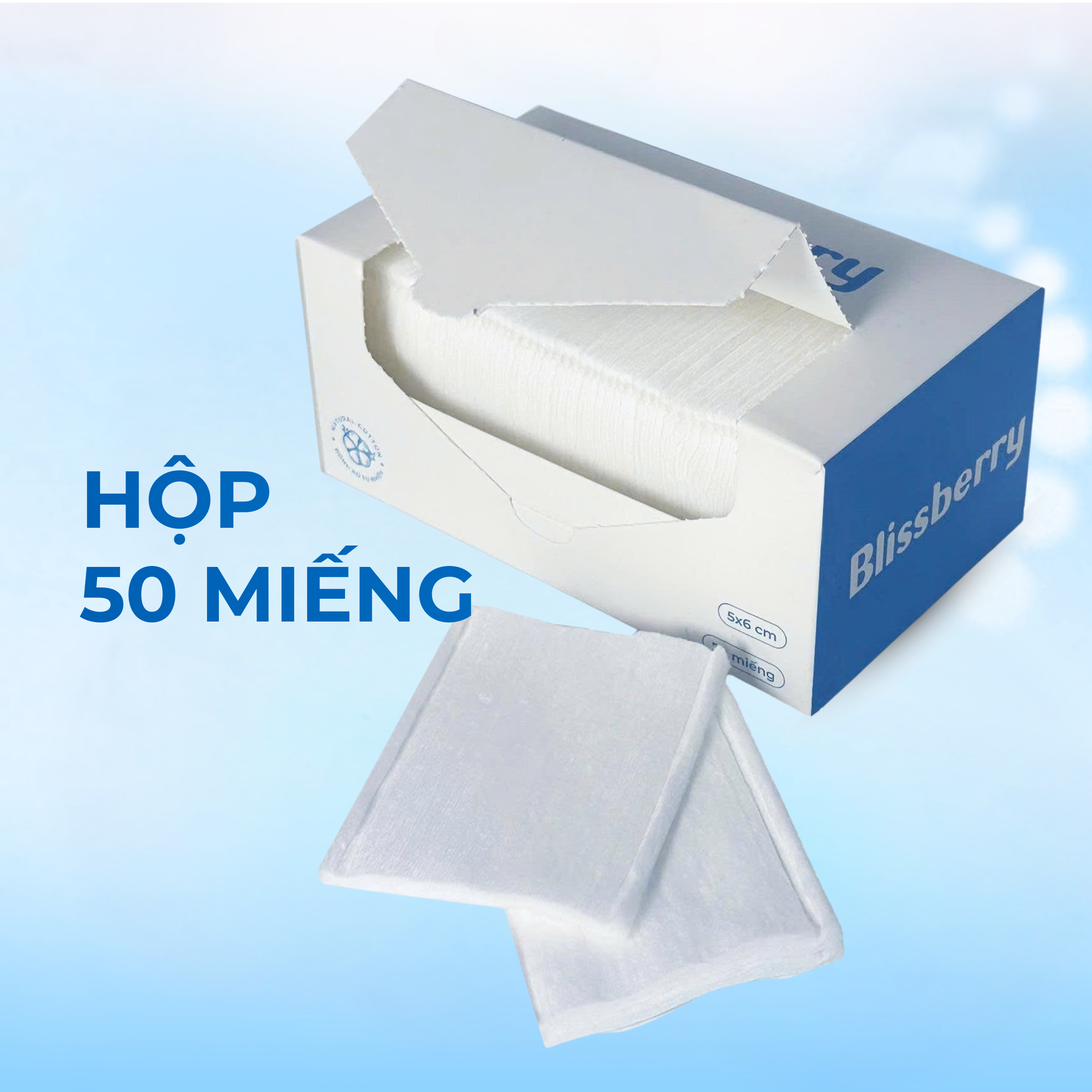 Bông tẩy trang cao cấp Blissberry, 50 miếng