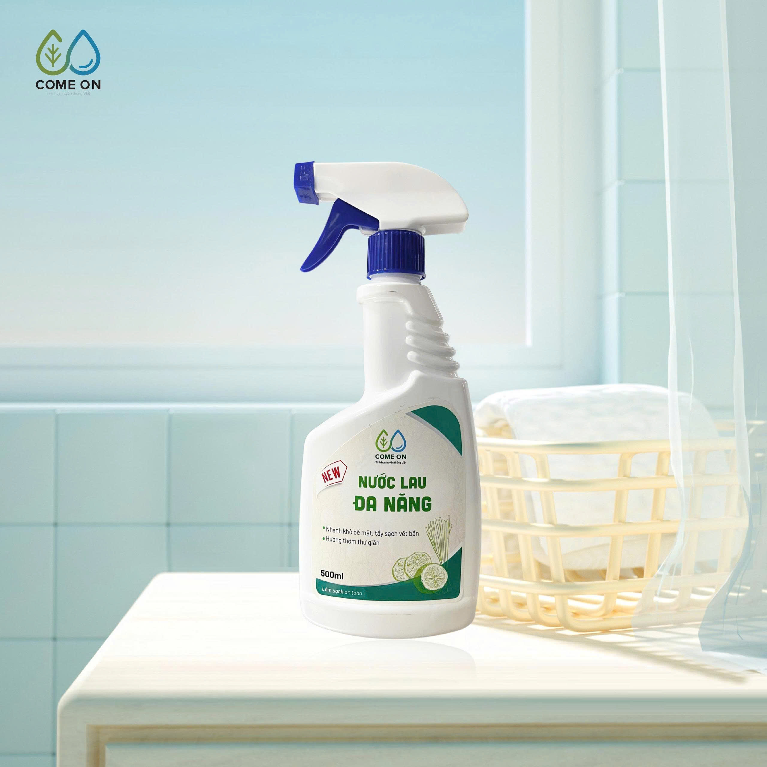 Nước lau đa năng COME ON làm sạch bề mặt, khử mùi, an toàn cho gia đình 500ml