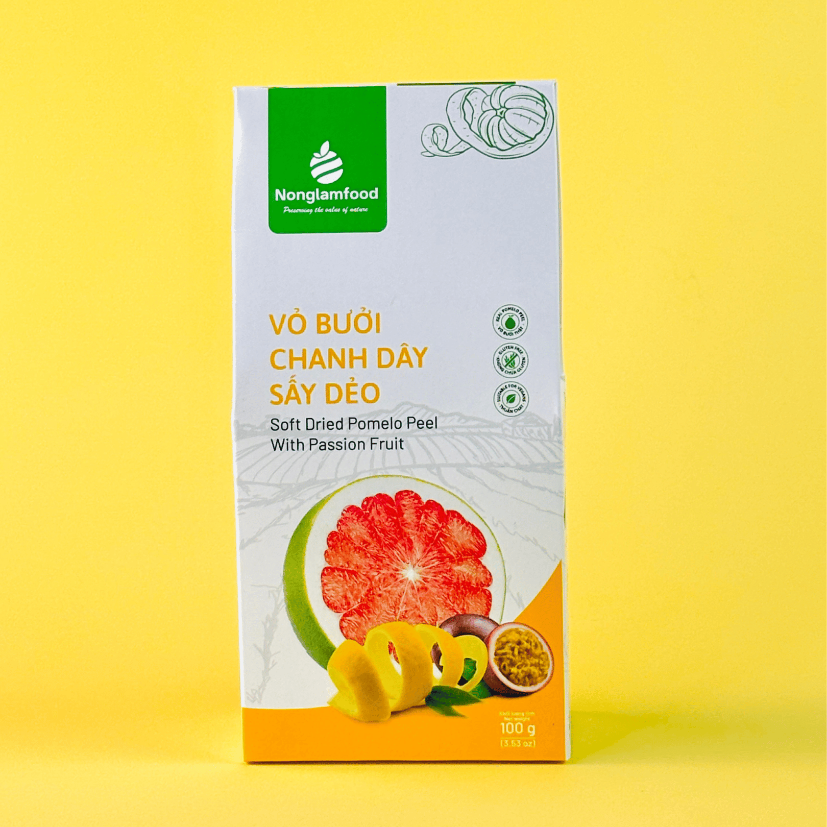 Vỏ bưởi chanh dây sấy dẻo NLF - Hộp 100g