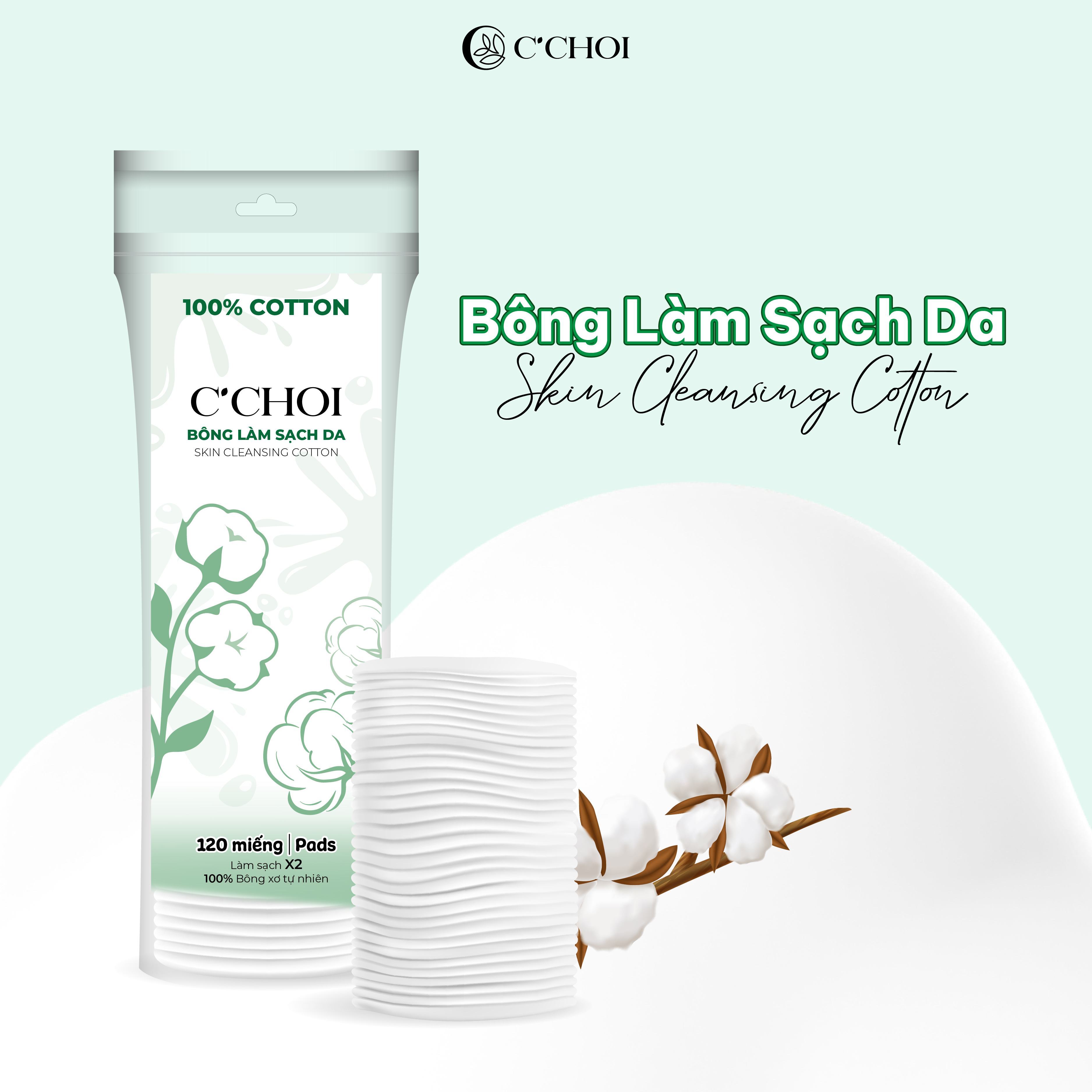 Bông làm sạch da - Skin cleansing cotton - Phân phối chính hãng