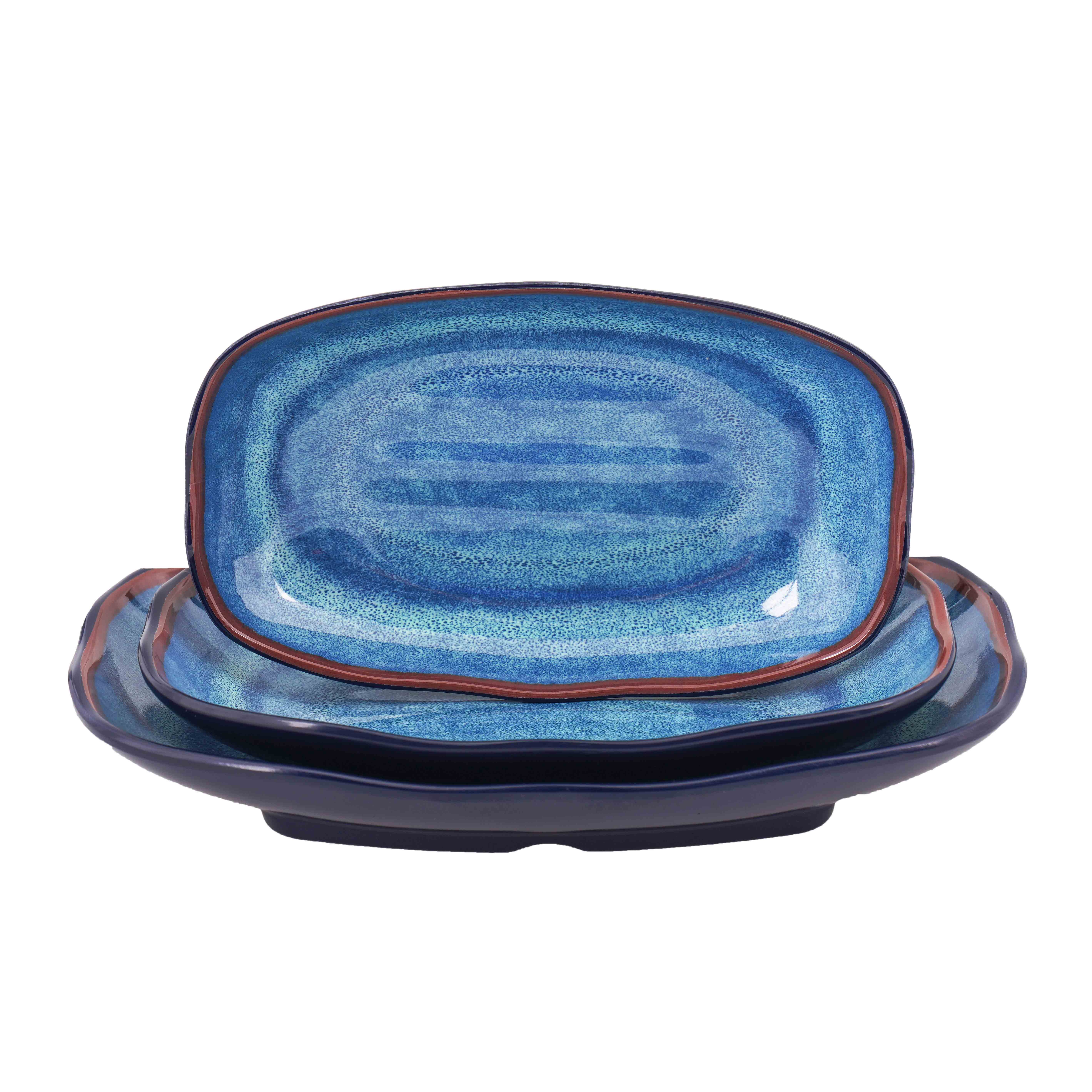 Dĩa Mela xanh loang chữ nhật viền sóng Size 237x153x34_378540_KD3209