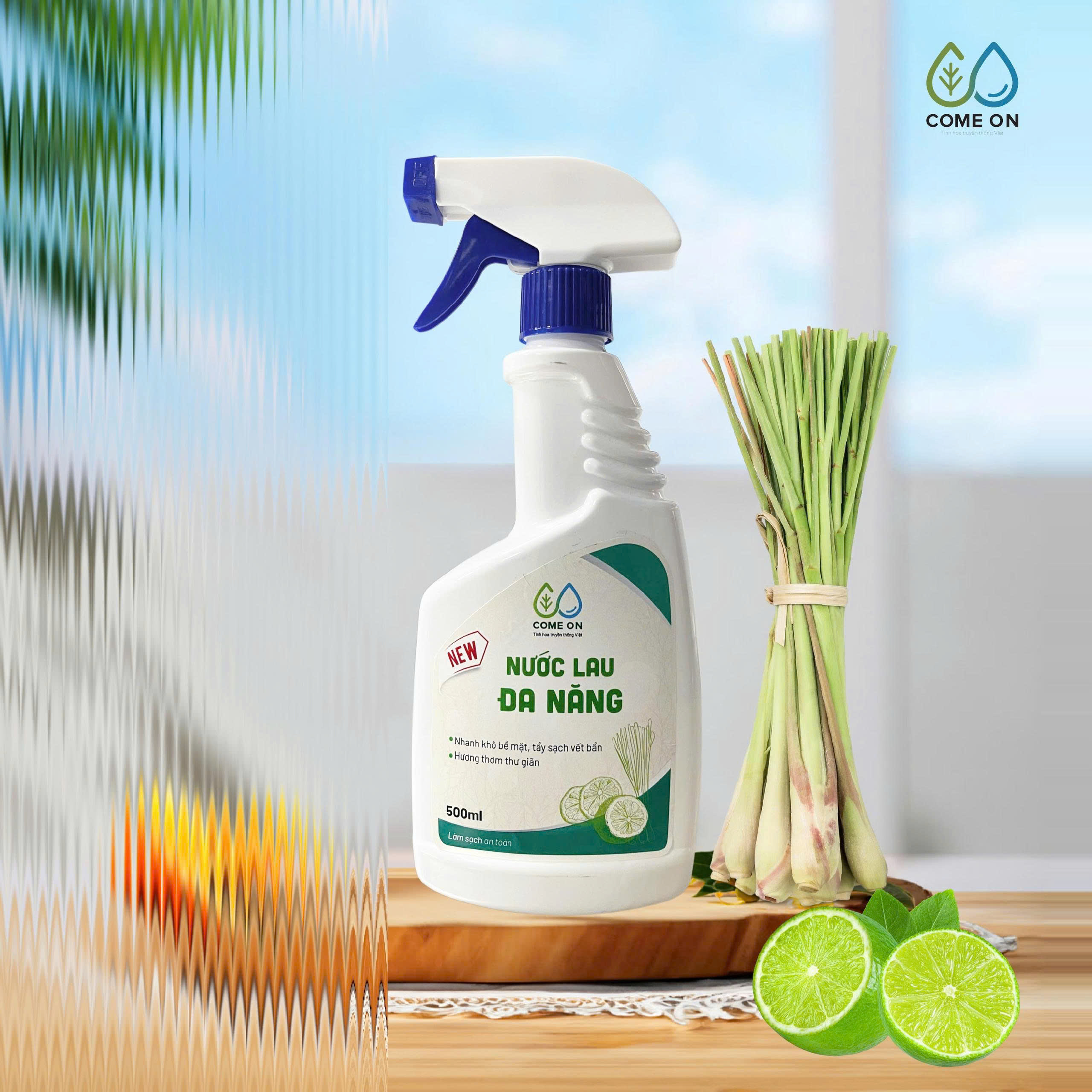 Nước lau đa năng COME ON làm sạch bề mặt, khử mùi, an toàn cho gia đình 500ml