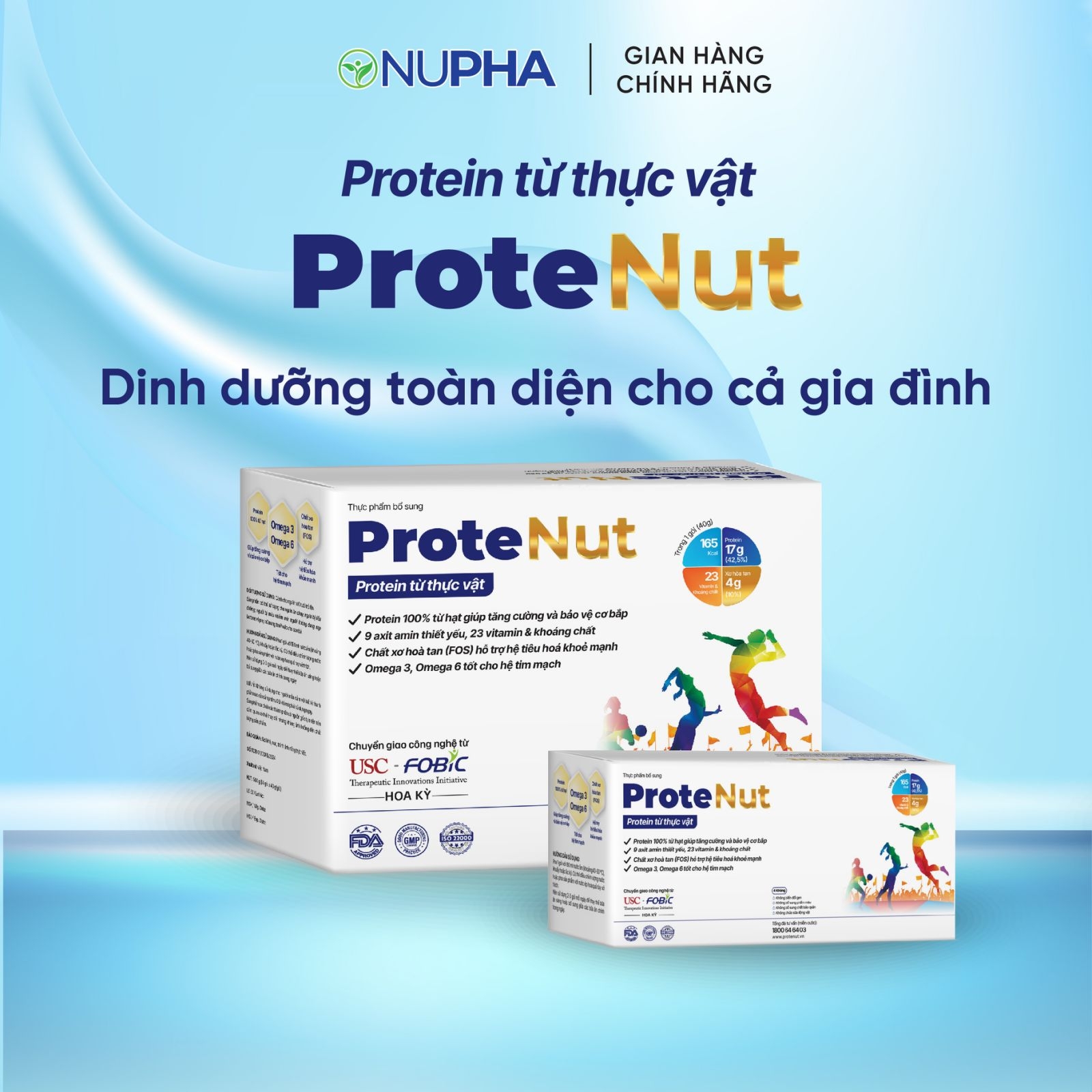Protein từ thực vật PROTENUT dinh dưỡng toàn diện cho cả gia đình (hộp 4 gói x 40g) - Phân phối chính hãng