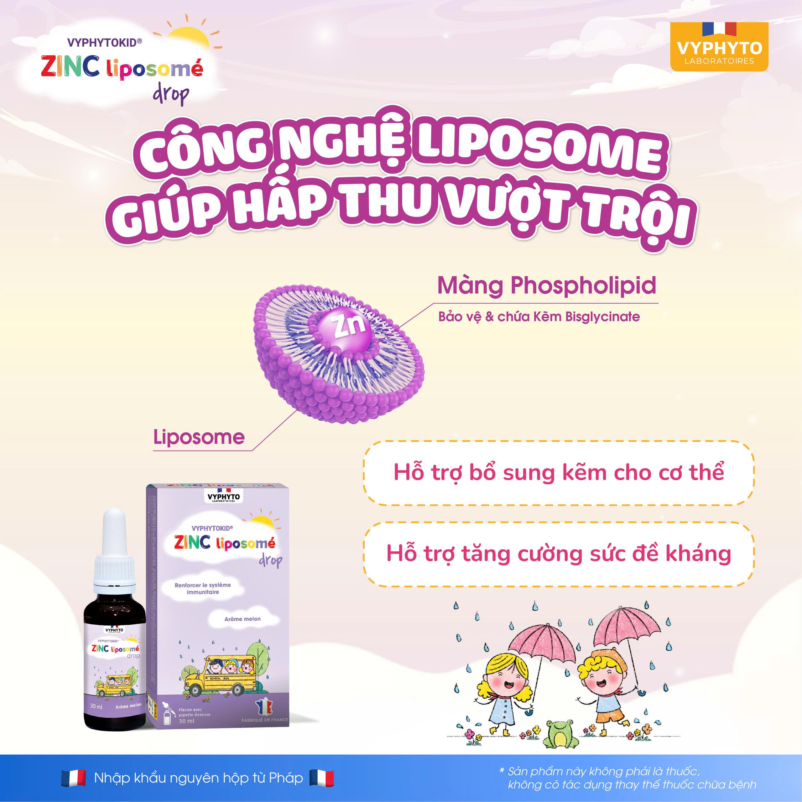 Thực phẩm bảo vệ sức khỏe VYPHYTOKID ZINC liposomé drop hỗ trợ bổ sung kẽm - 2