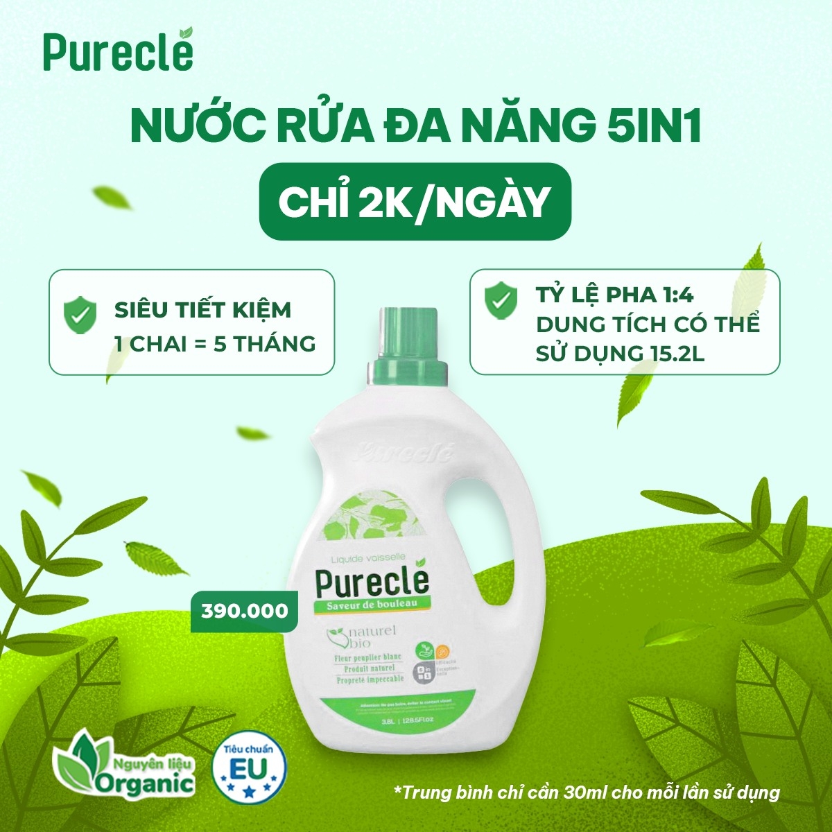 Nước rửa chén Pureclé-duoc-ban-tai-Shop Mylove- Mẹ và Bé