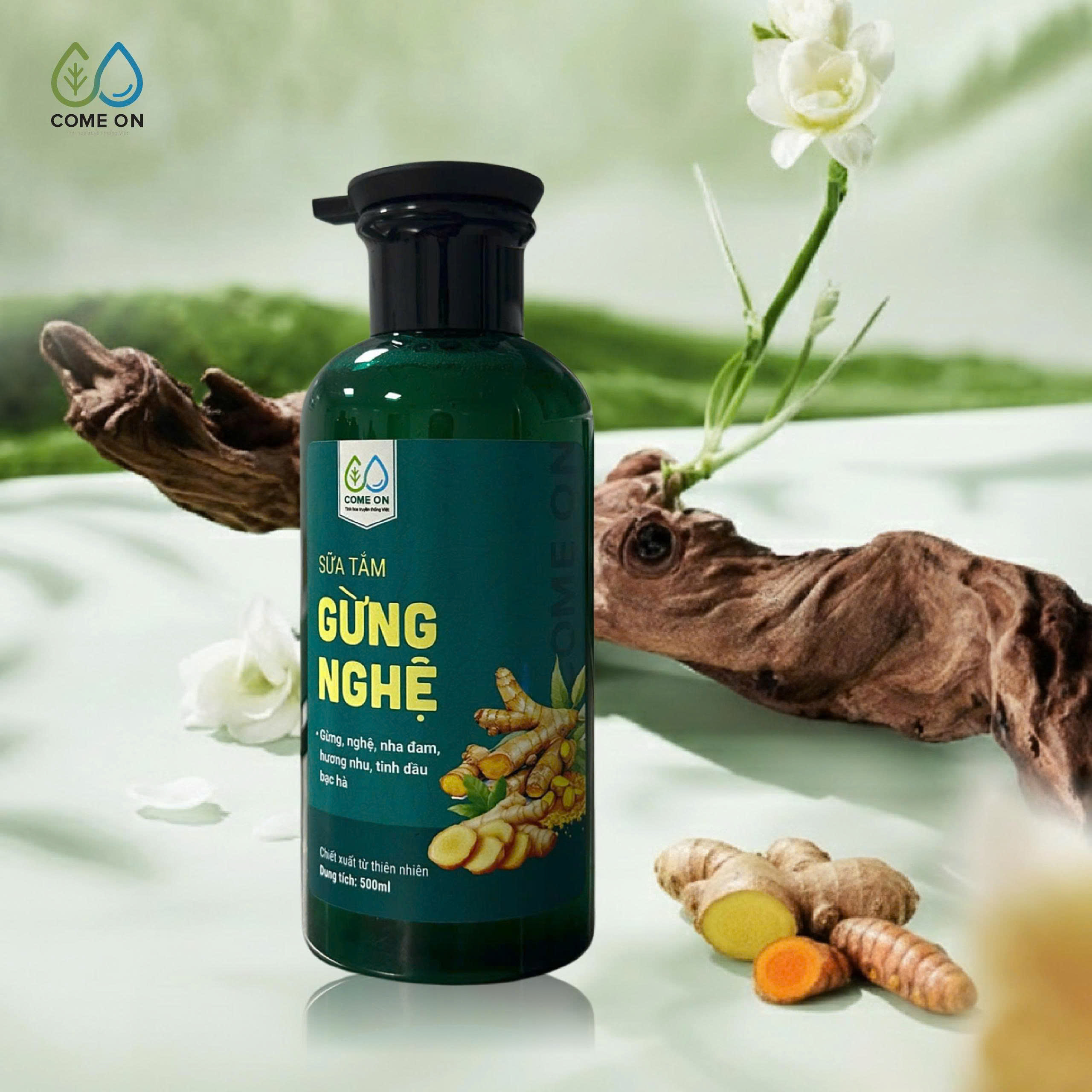 Sữa tắm gừng nghệ COME ON cấp ẩm, sáng da, sạch mụn lưng 500ml