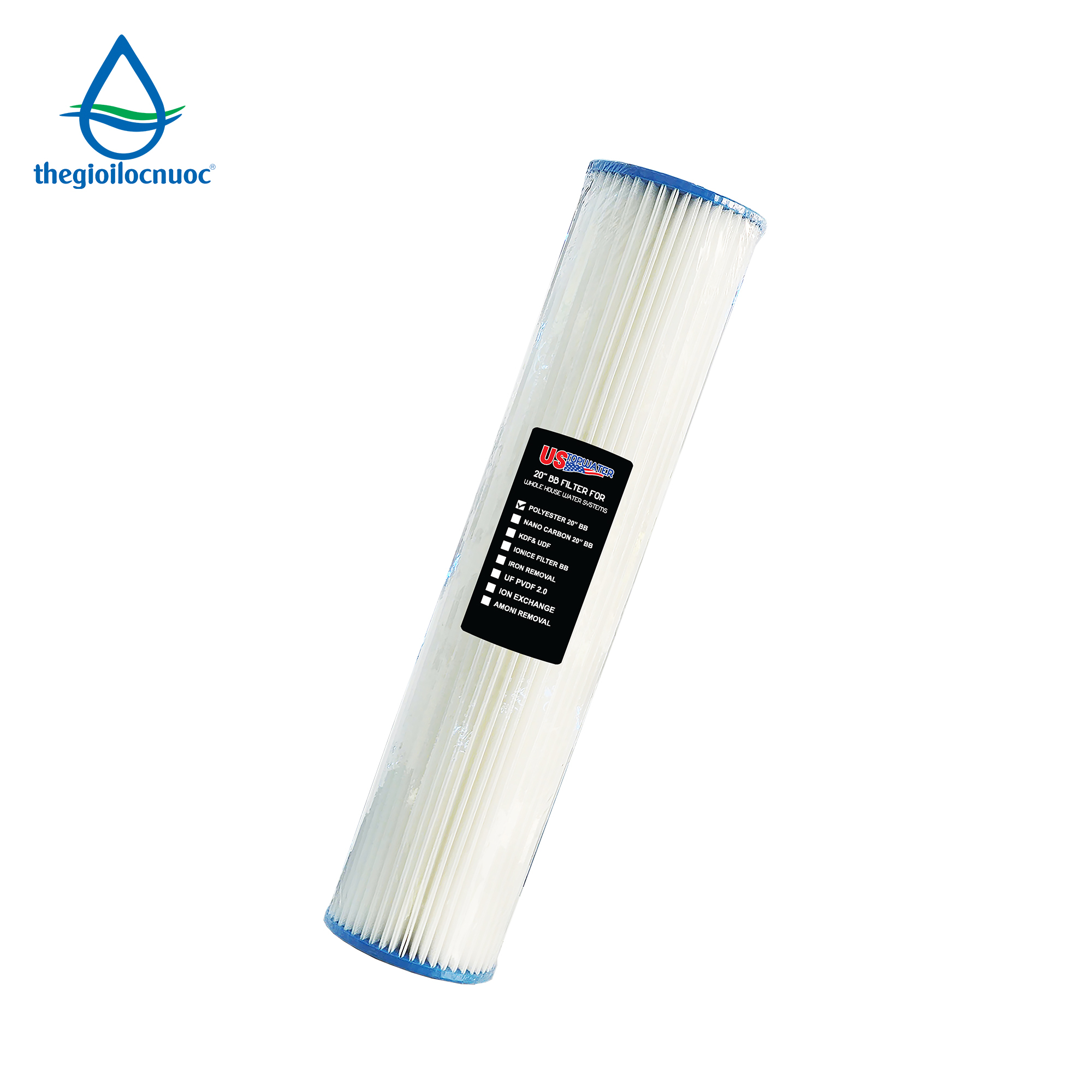 Lõi lọc vải Polyester 20inch béo gấp nếp USTOPWATER - Thailan, model Pleated-20-BB - 5