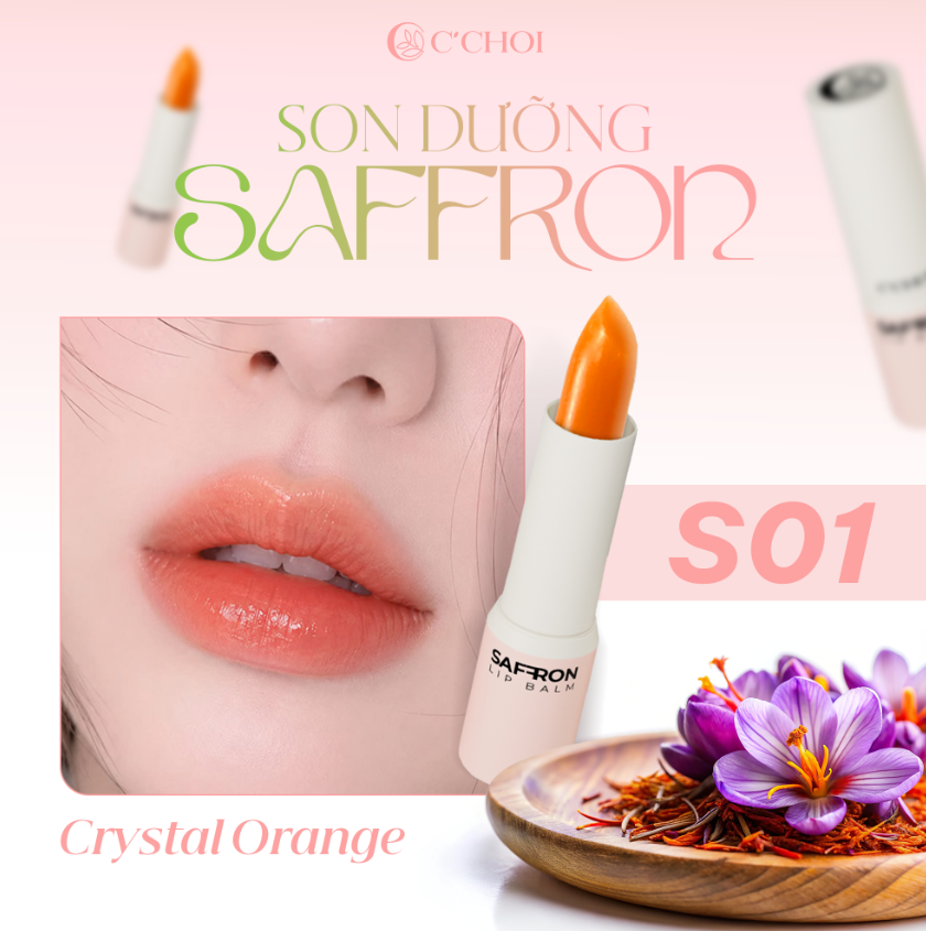 Son Dưỡng Saffron C’Choi Có Màu Màu S01 - Cam Pha Lê - Crystal Orange