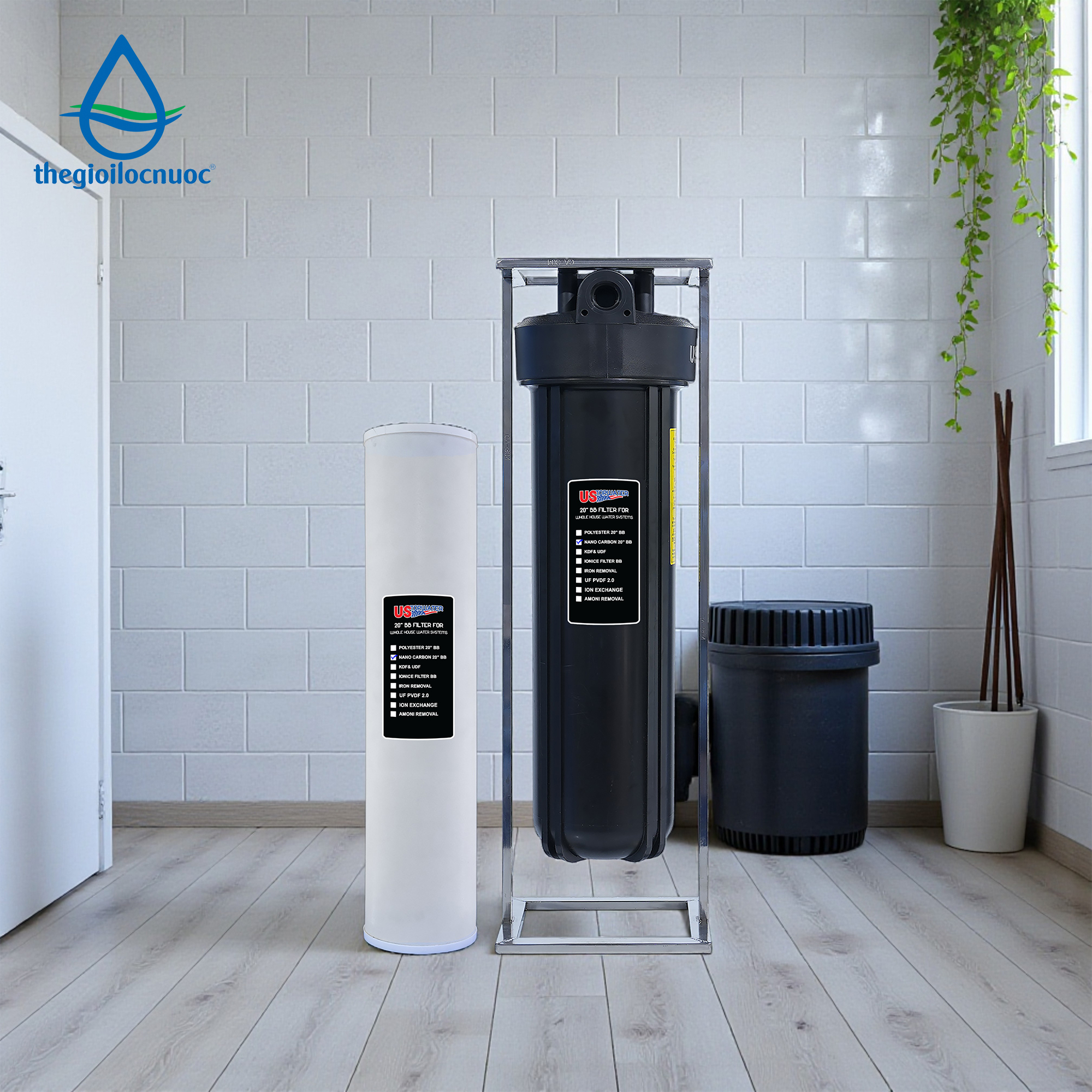 Bộ lọc nano carbon USTopwater, Model: Clo-45-AS, Công suất 1200 lít/giờ, Vỏ nhựa
